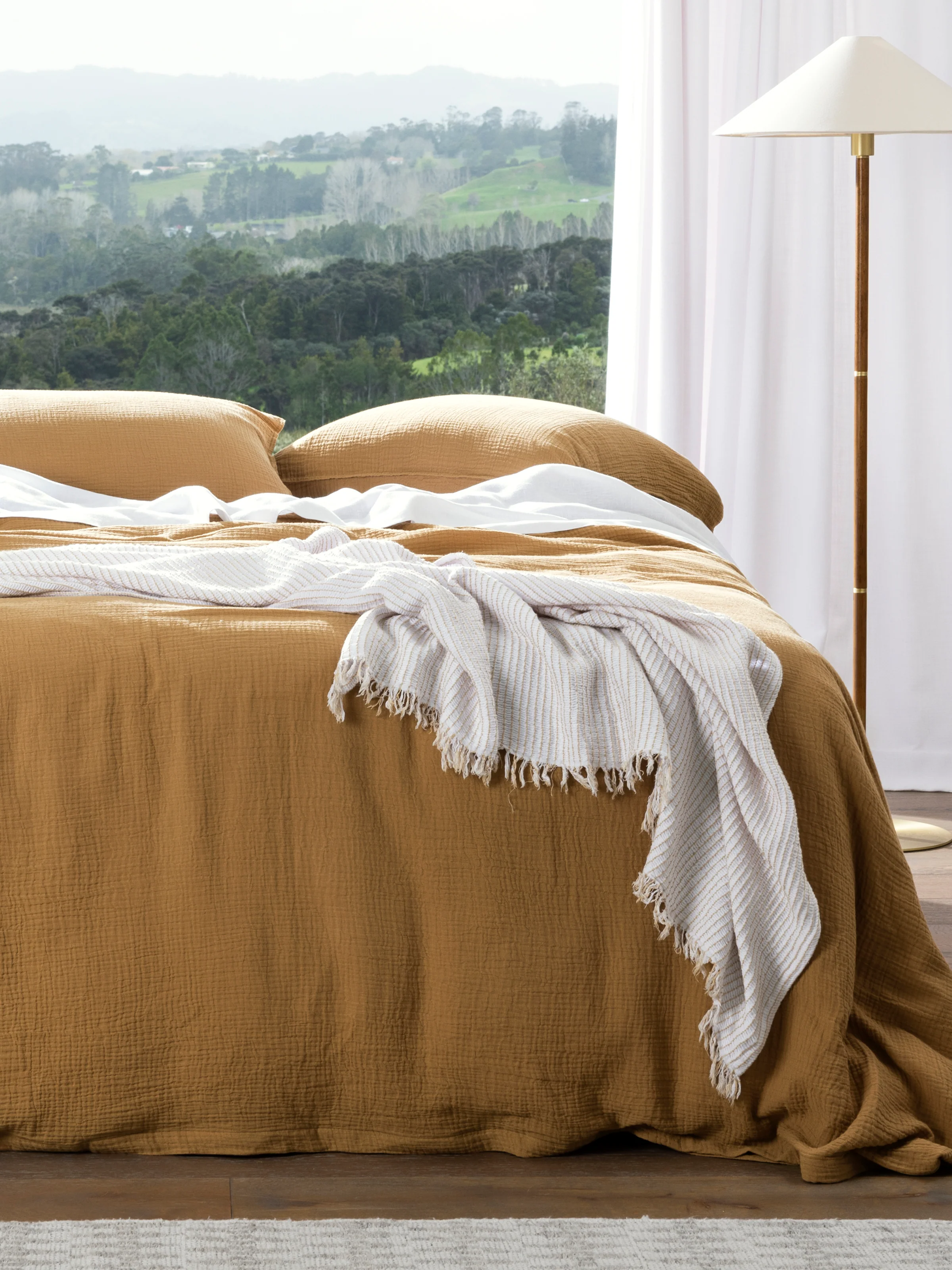 Athens Waffle Throw in White Natural - Image 3