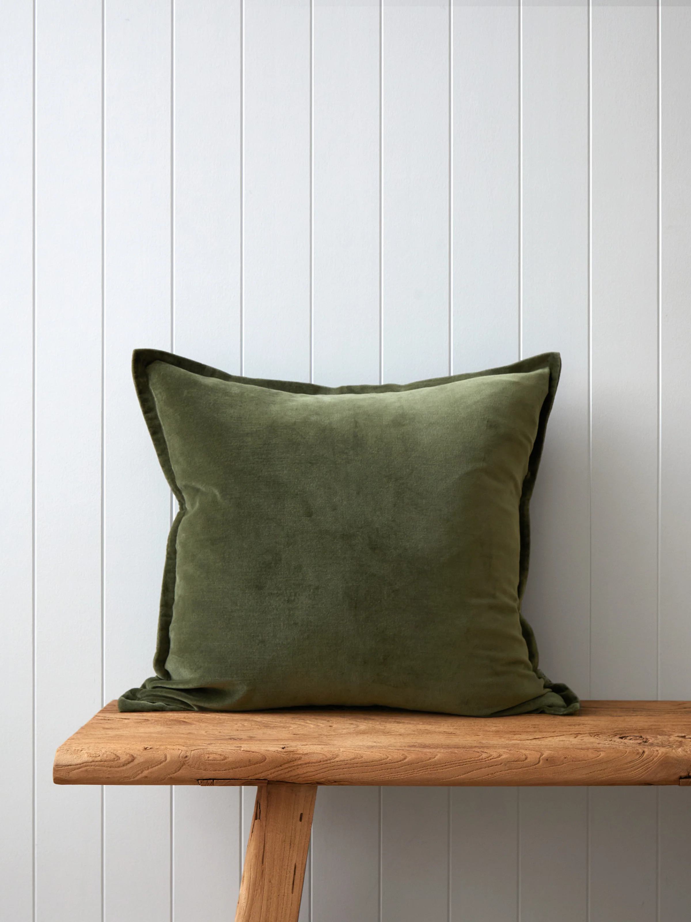 Belvedere Velvet Large Square Cushion Cover in Willow