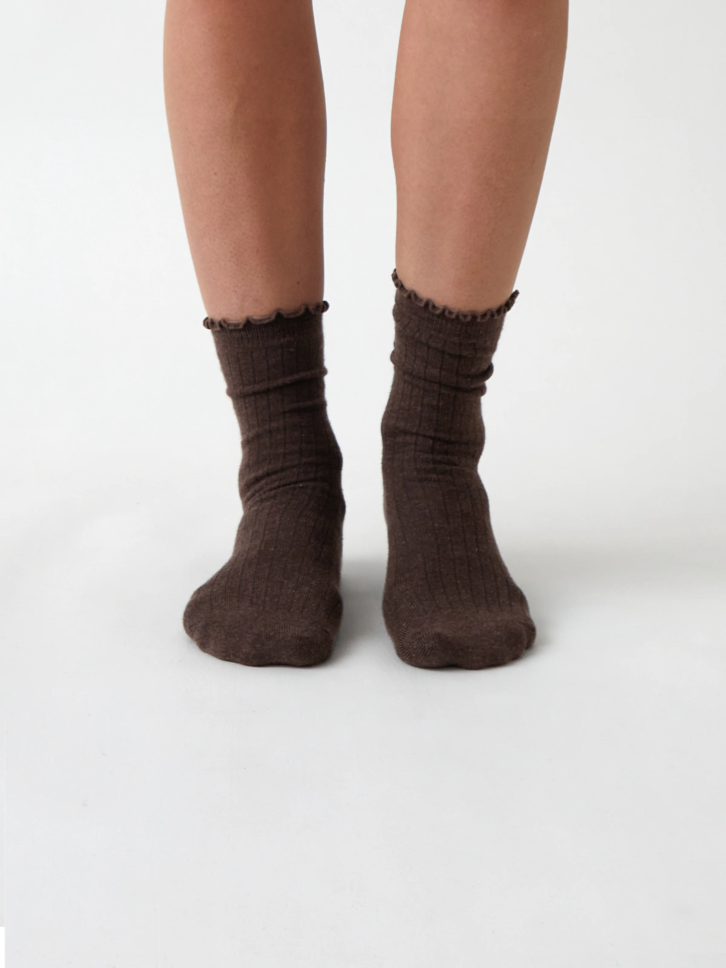 Cotton Cashmere Lounge Socks in Cocoa