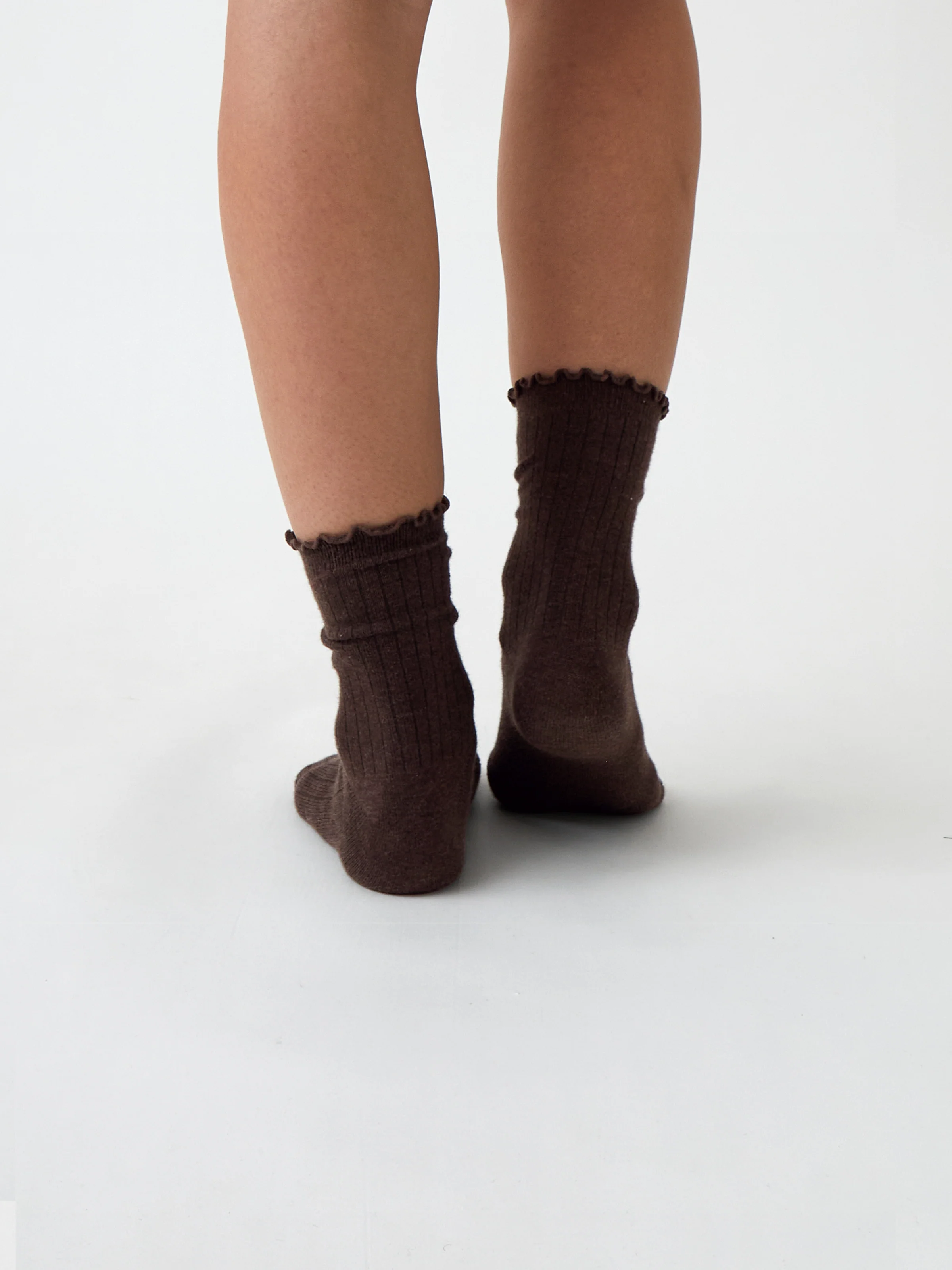 Cotton Cashmere Lounge Socks in Cocoa - Image 3