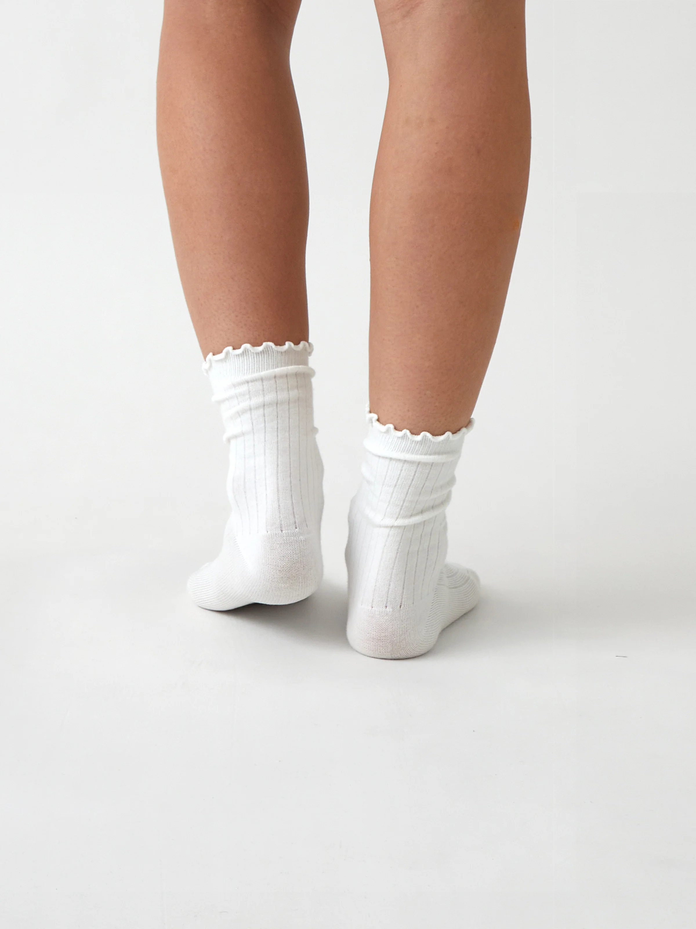 Cotton Cashmere Lounge Socks in Ivory - Image 3