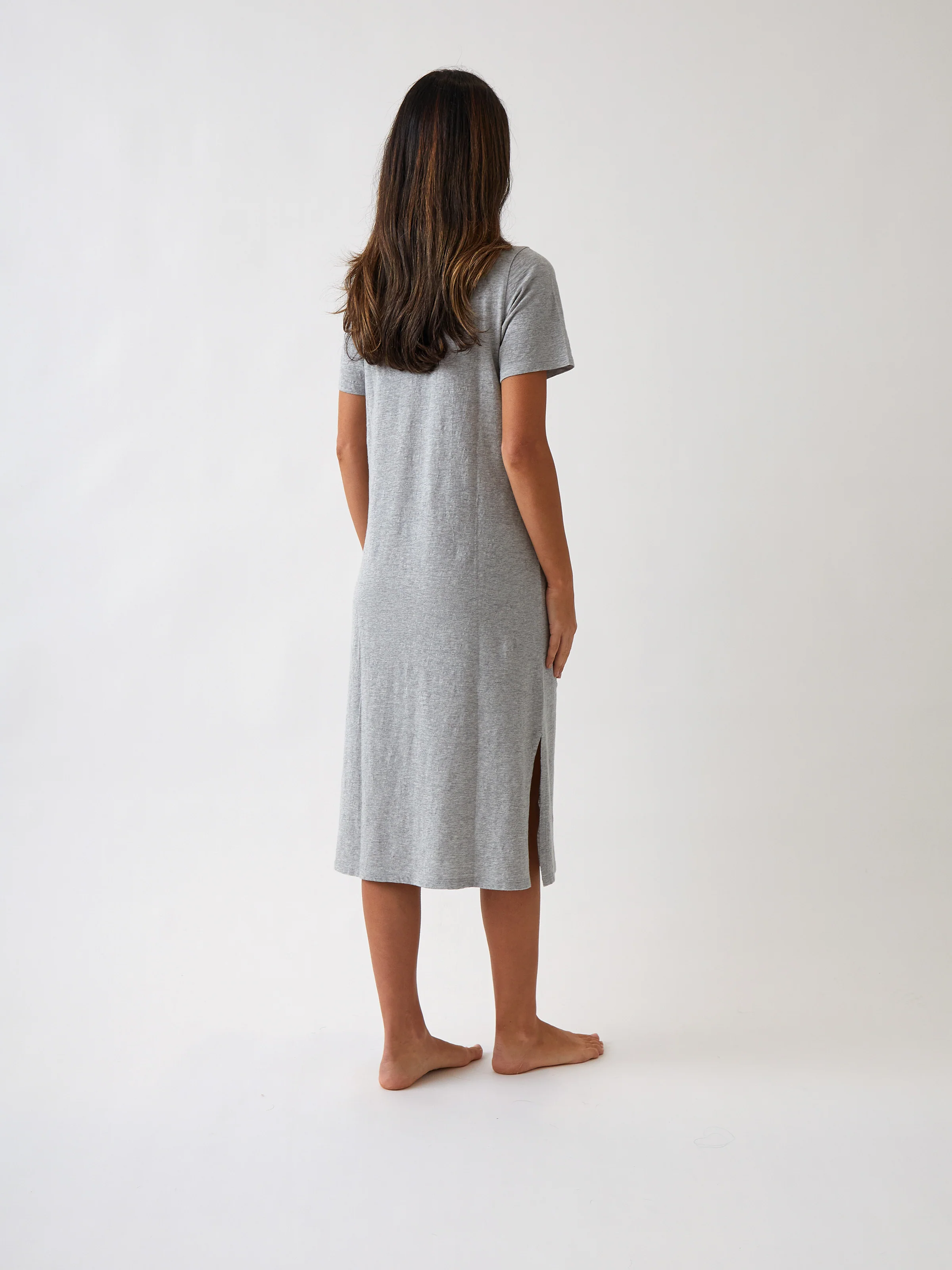 Harper Tee Shirt Dress in Grey Marle - Image 4