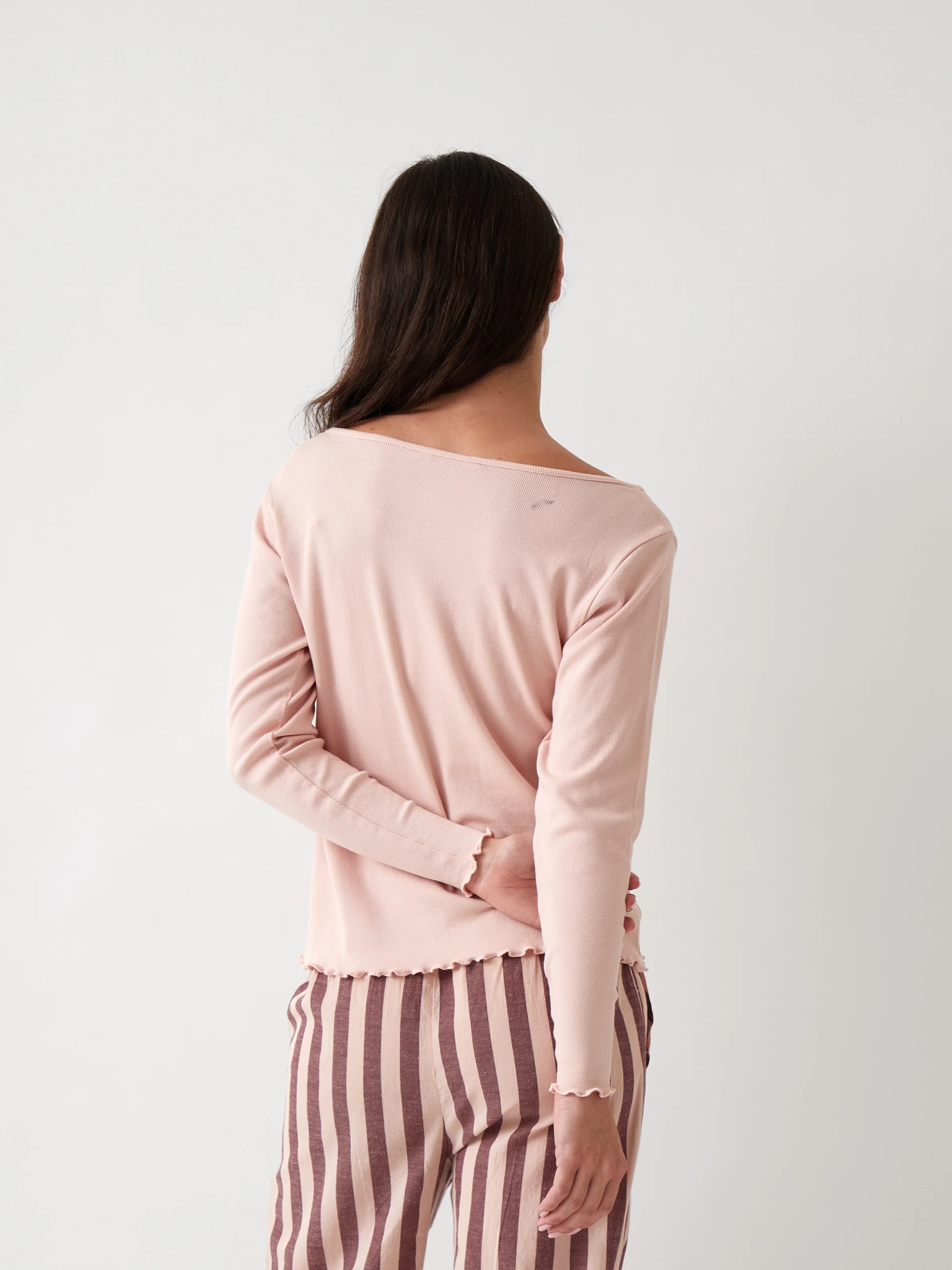 Libby Rib Knit Long Sleeve Tee in Pink - Image 3
