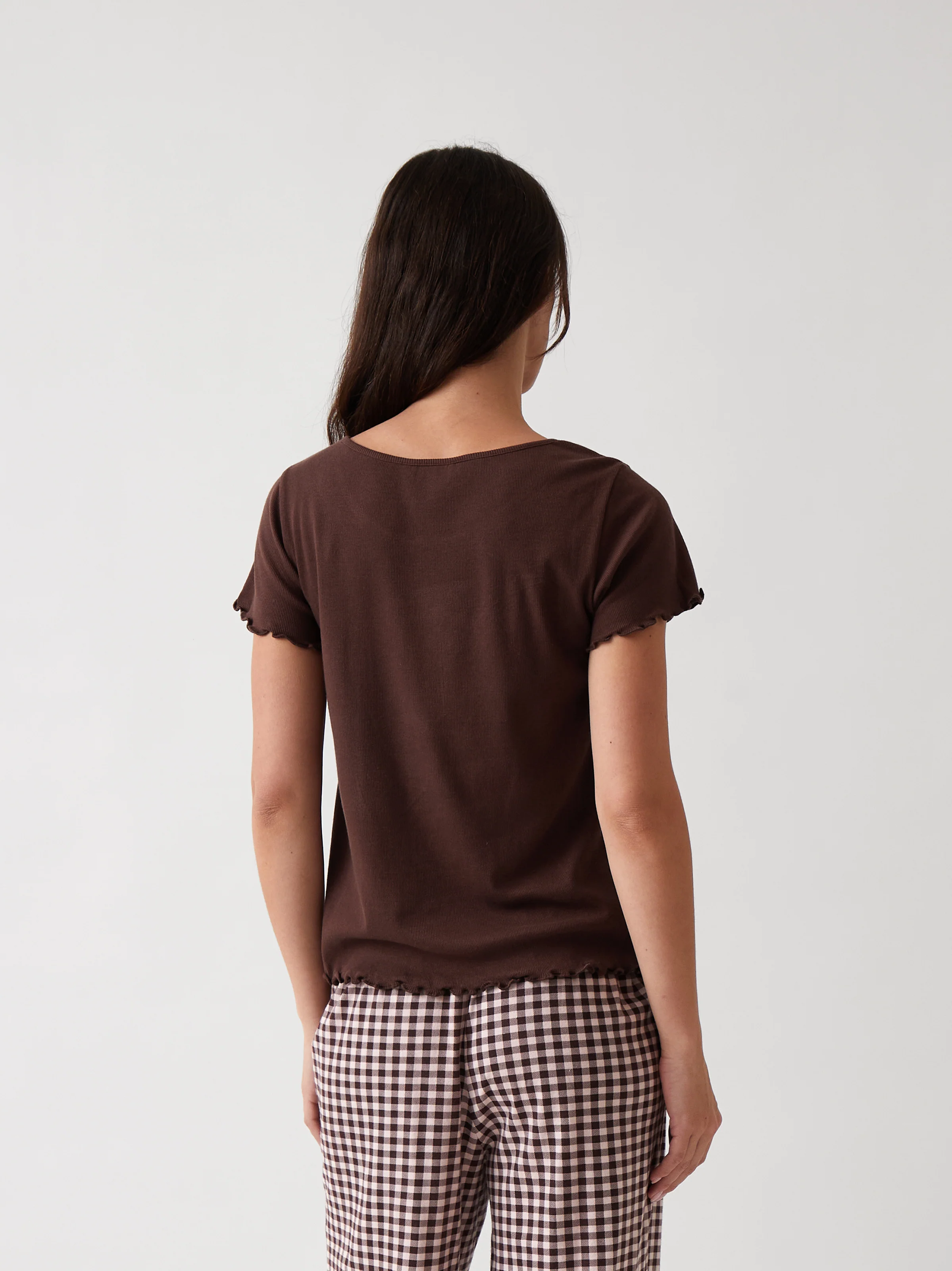Libby Rib Knit Tee Shirt in Cocoa - Image 3