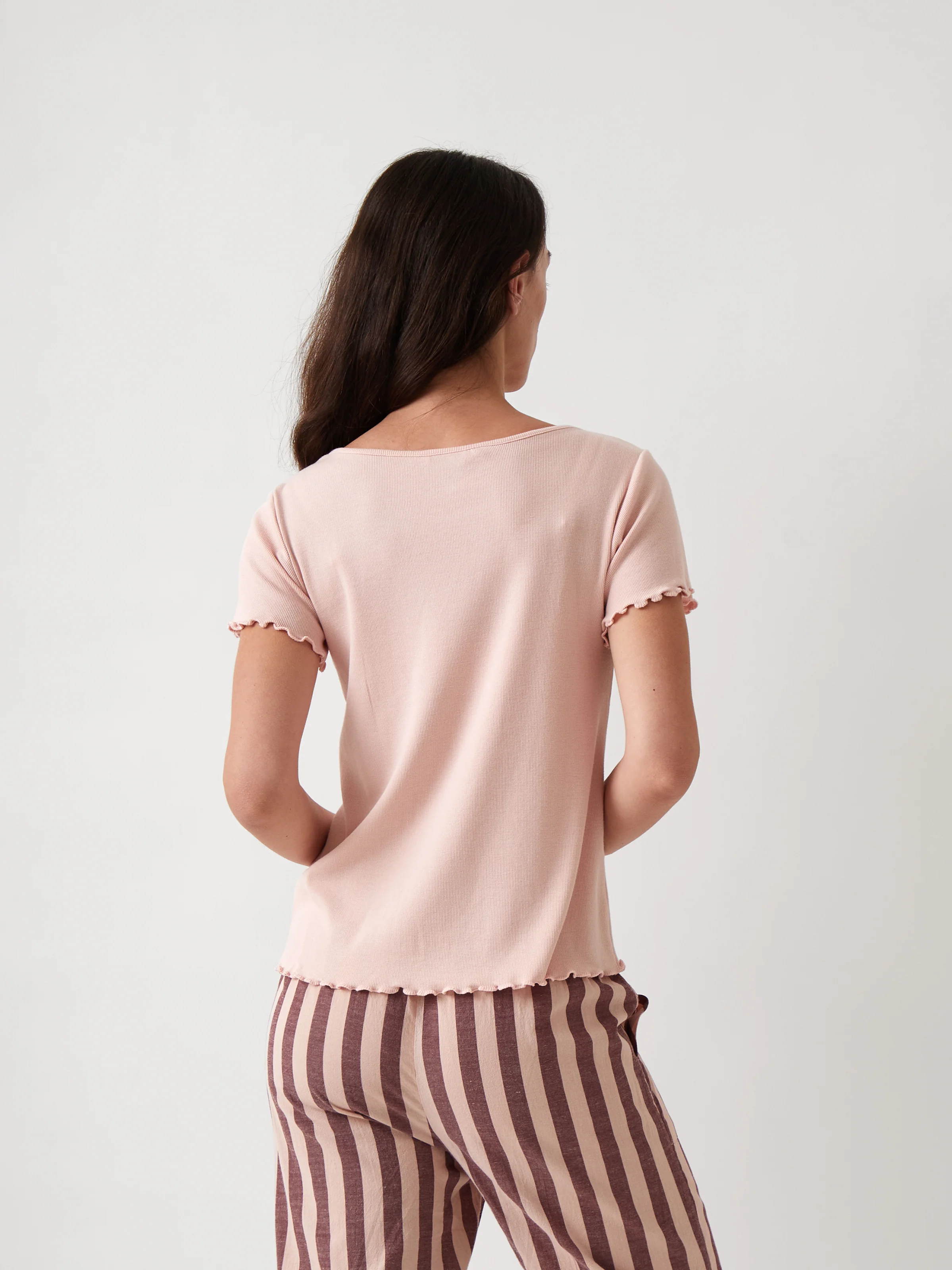 Libby Rib Knit Tee Shirt in Pink - Image 4