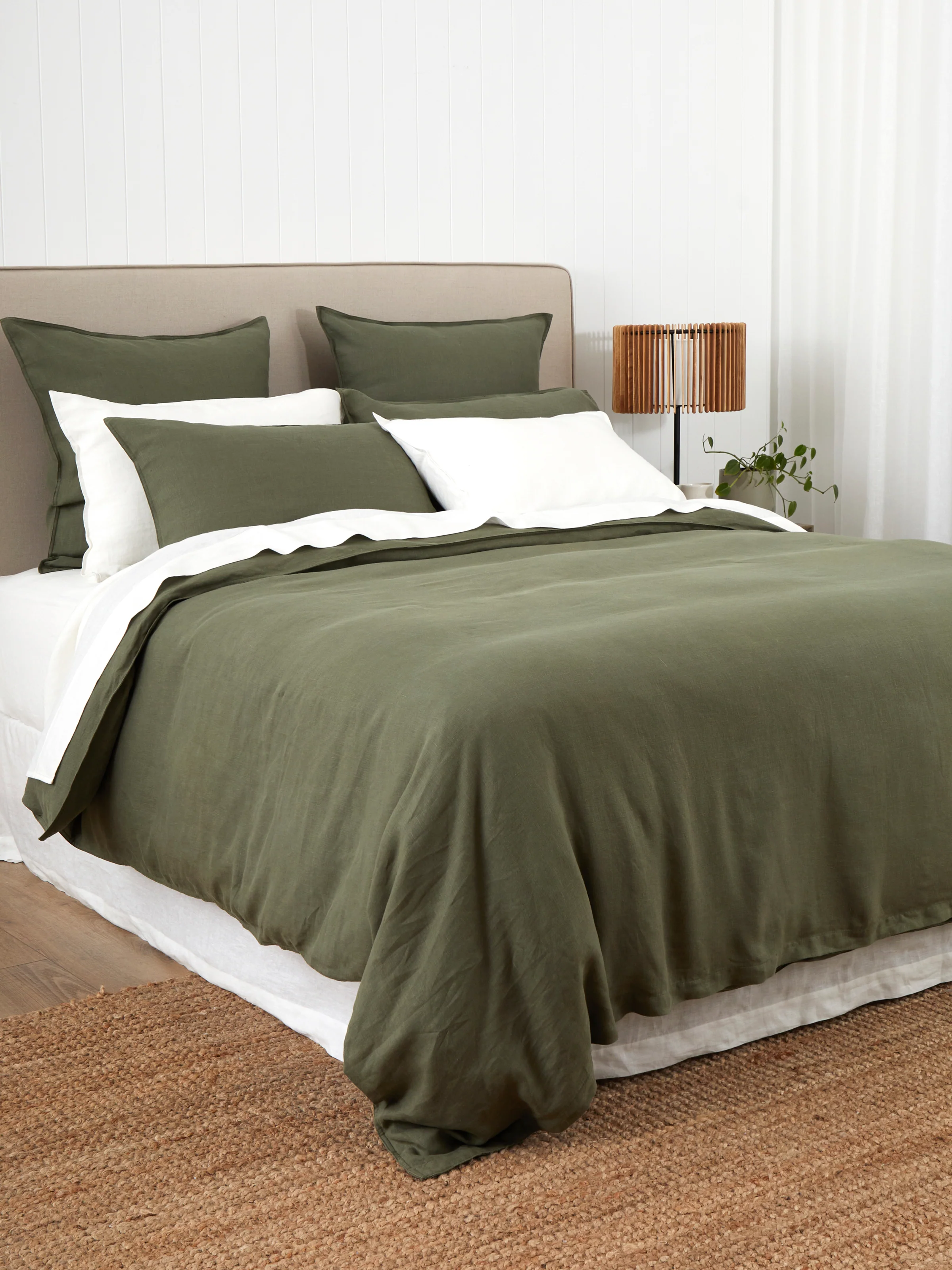 Loft Linen Duvet Cover Set in Olive - Image 3