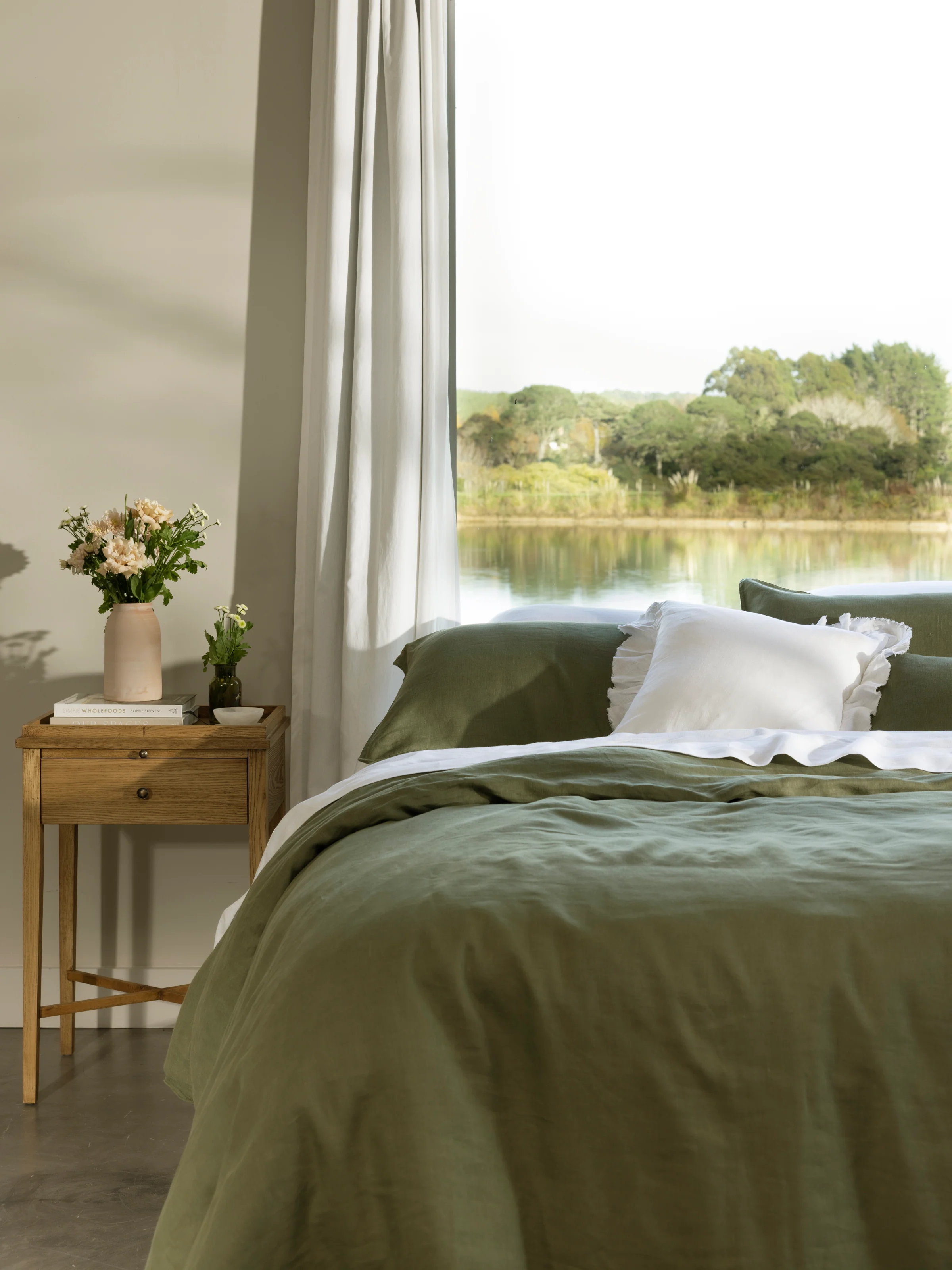 Loft Linen Duvet Cover Set in Olive - Image 5