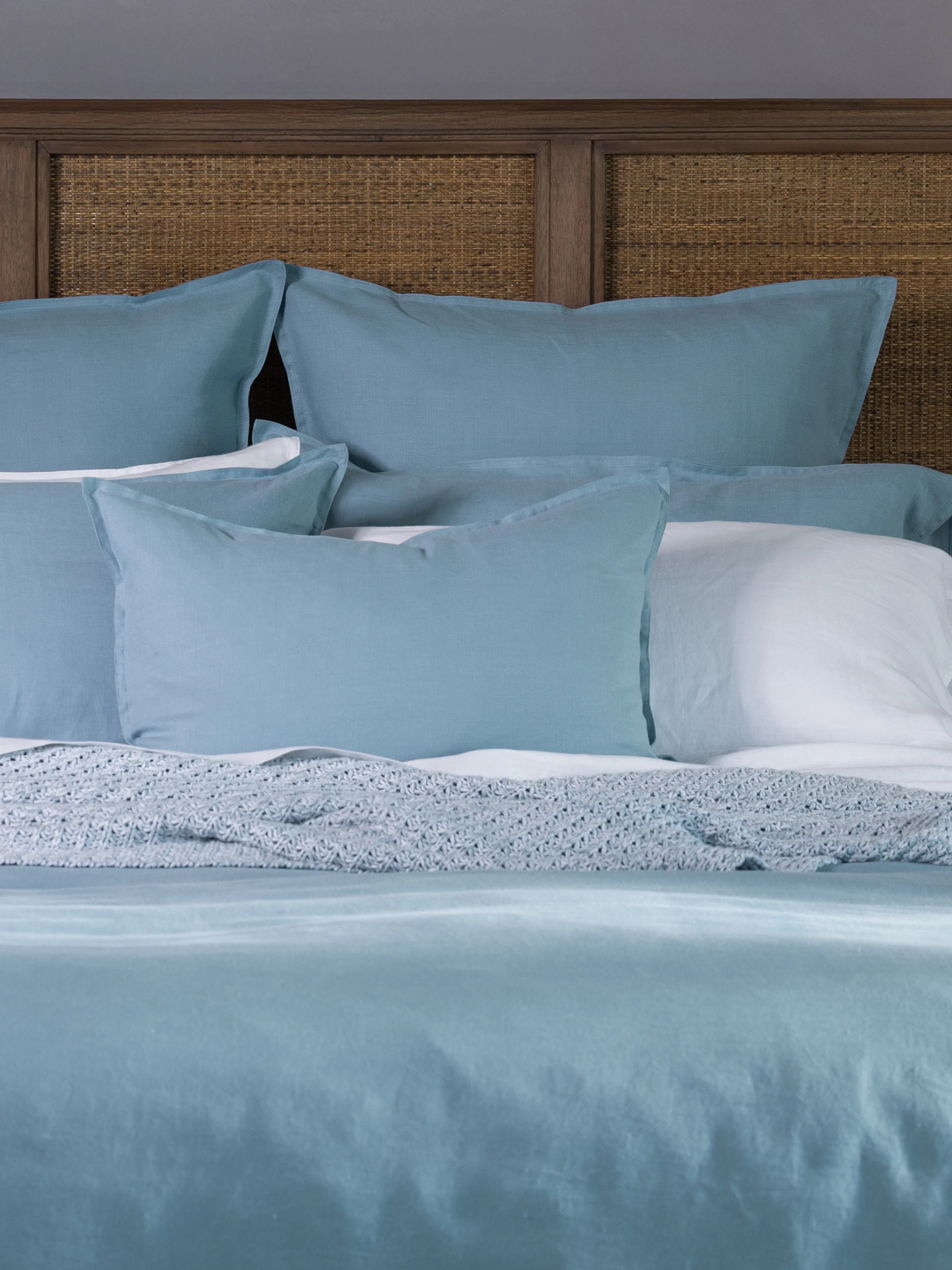 Loft Linen Rectangle Cushion Cover in Coast Blue - Image 2