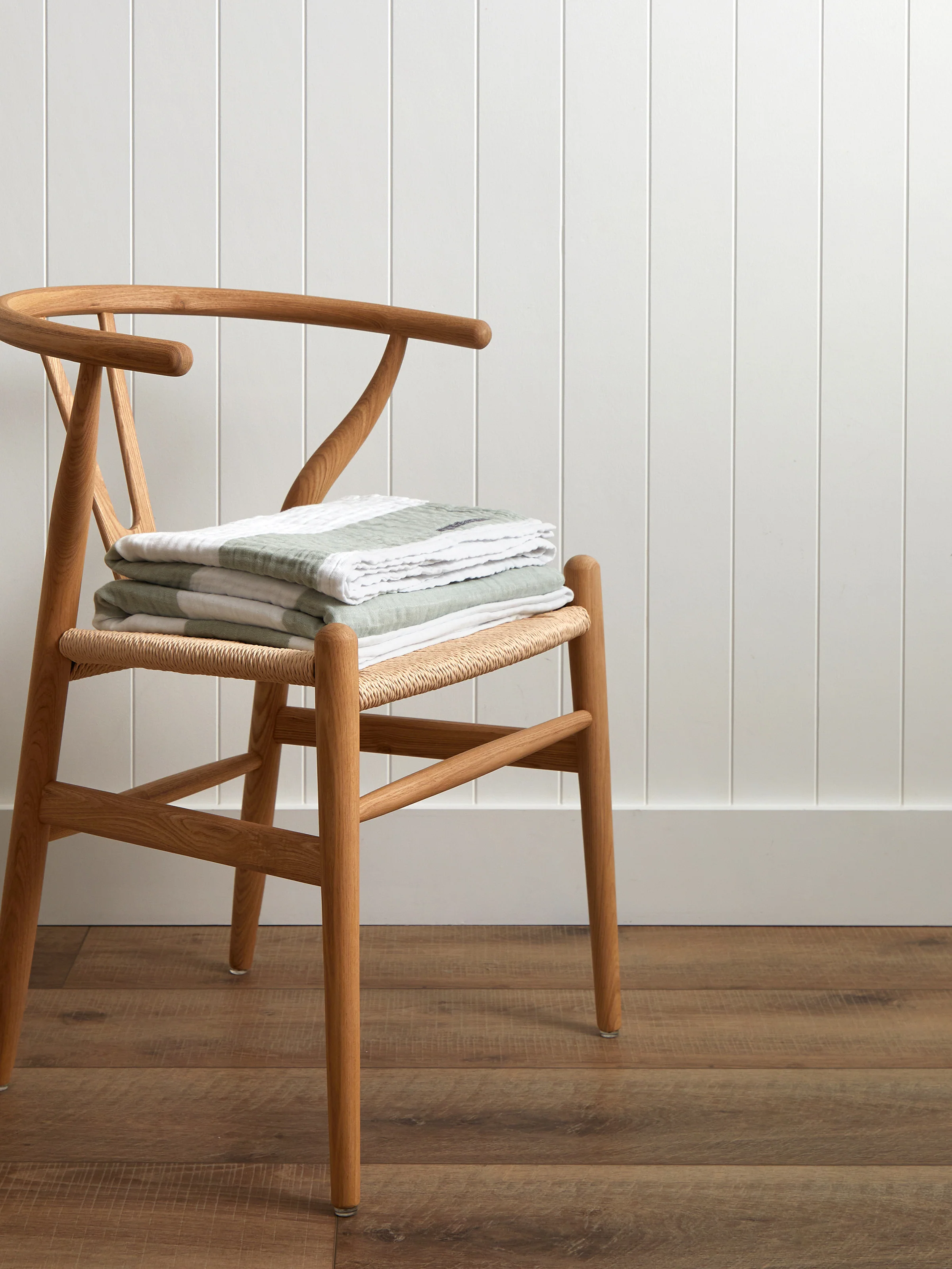Luca Muslin Blanket in Sage Stripe