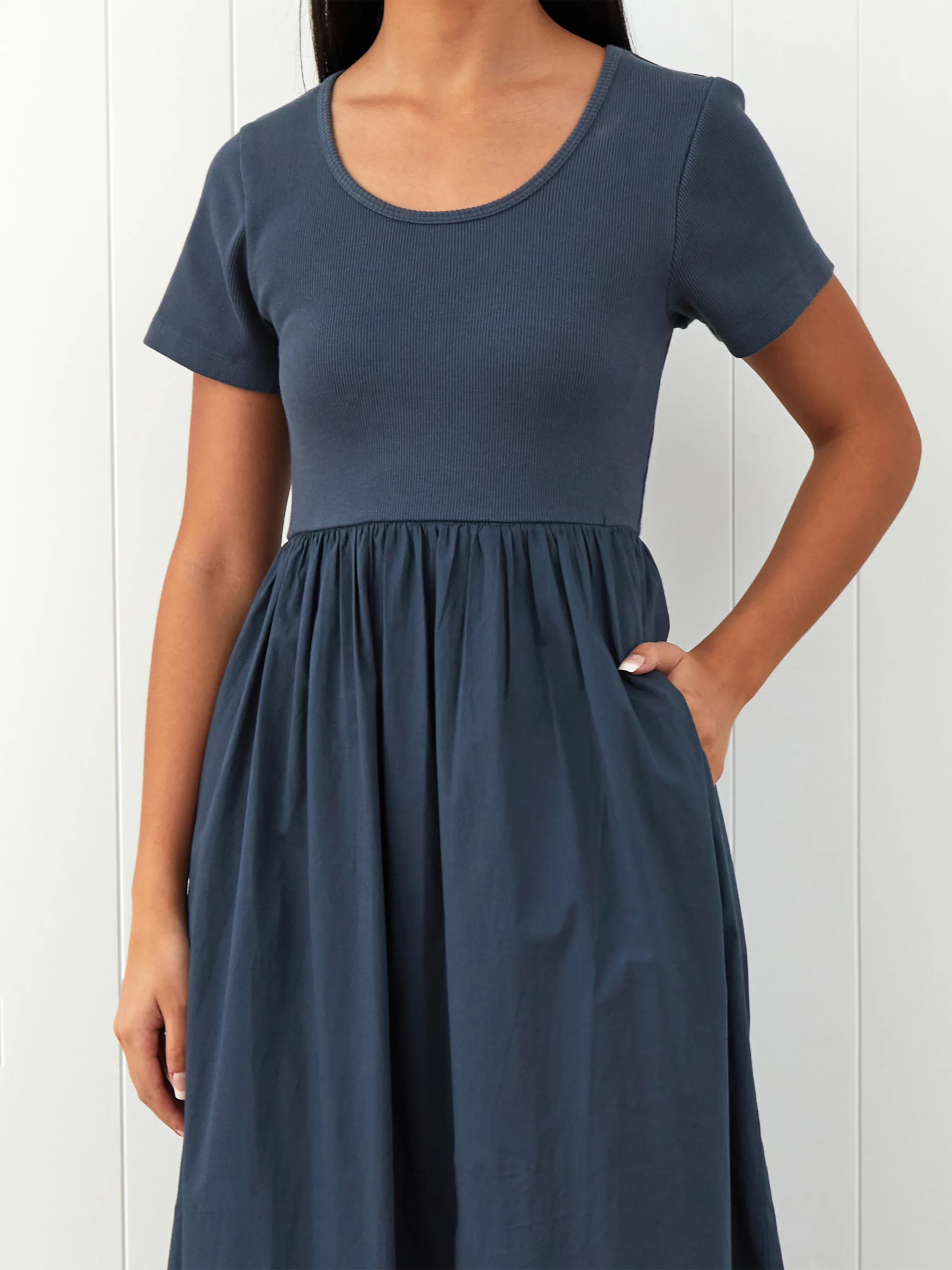 Malta Poplin Dress in Ink - Image 3