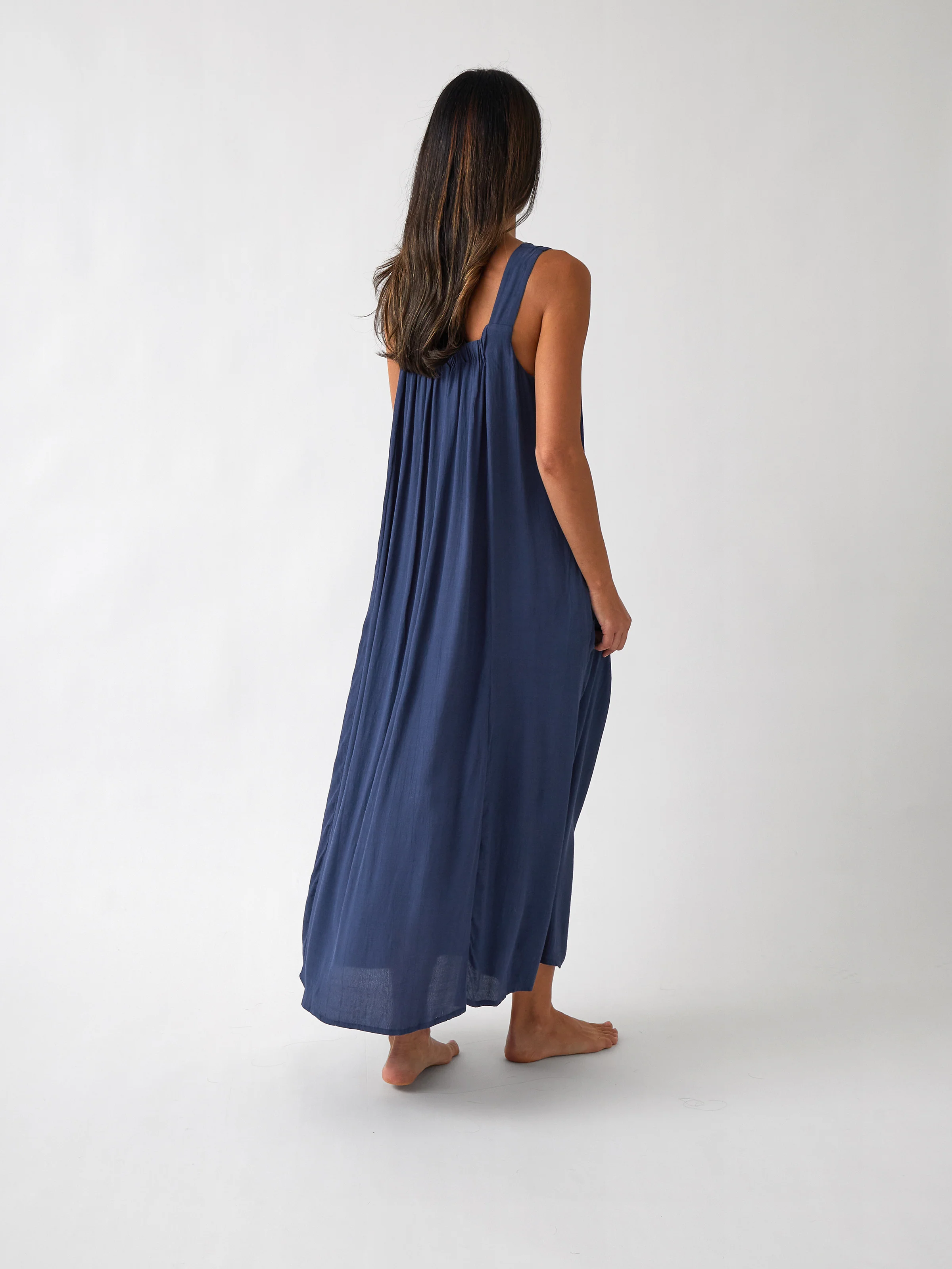 Palmero Rayon Dress in Navy - Image 4