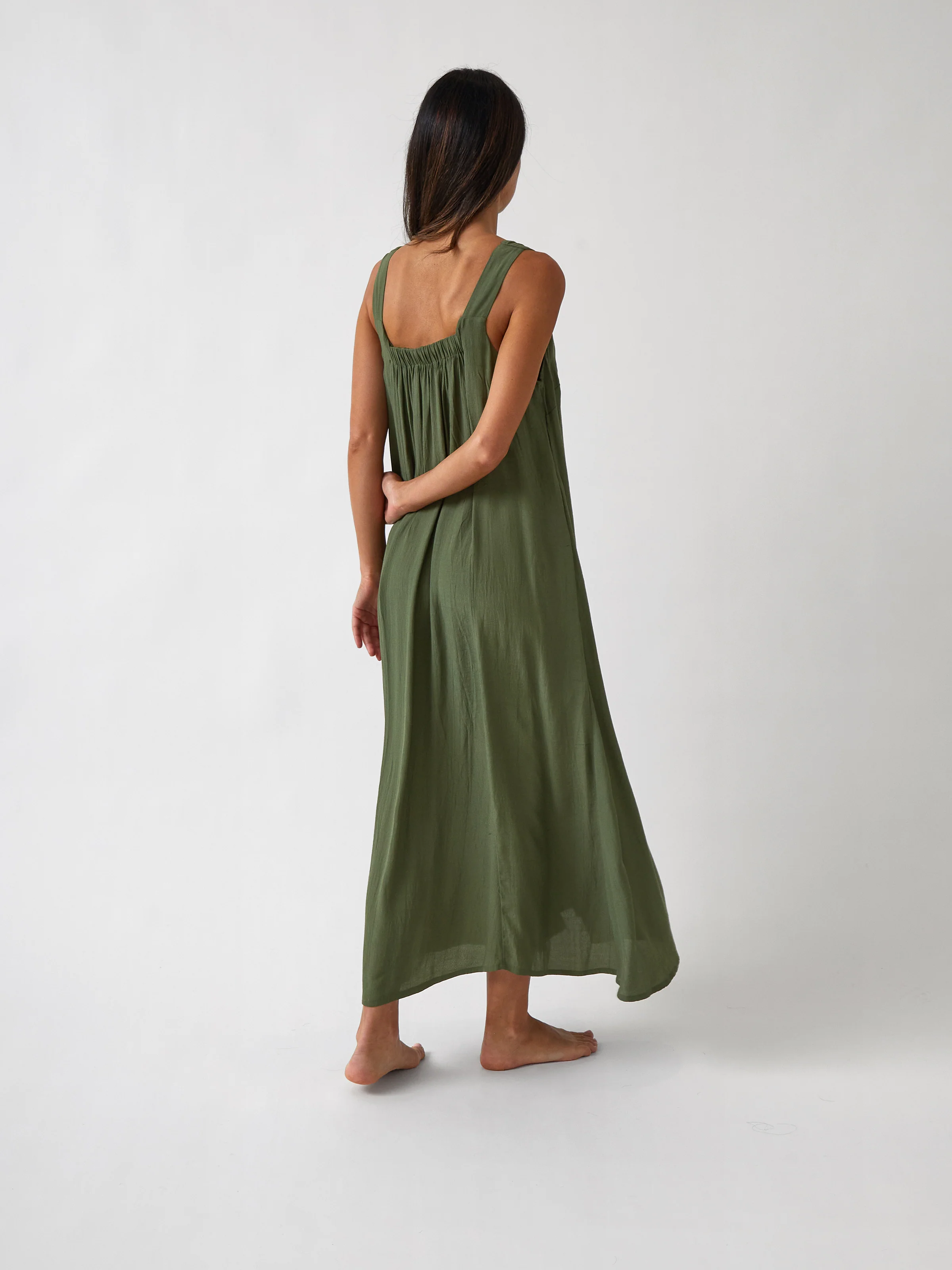Palmero Rayon Dress in Olive - Image 4