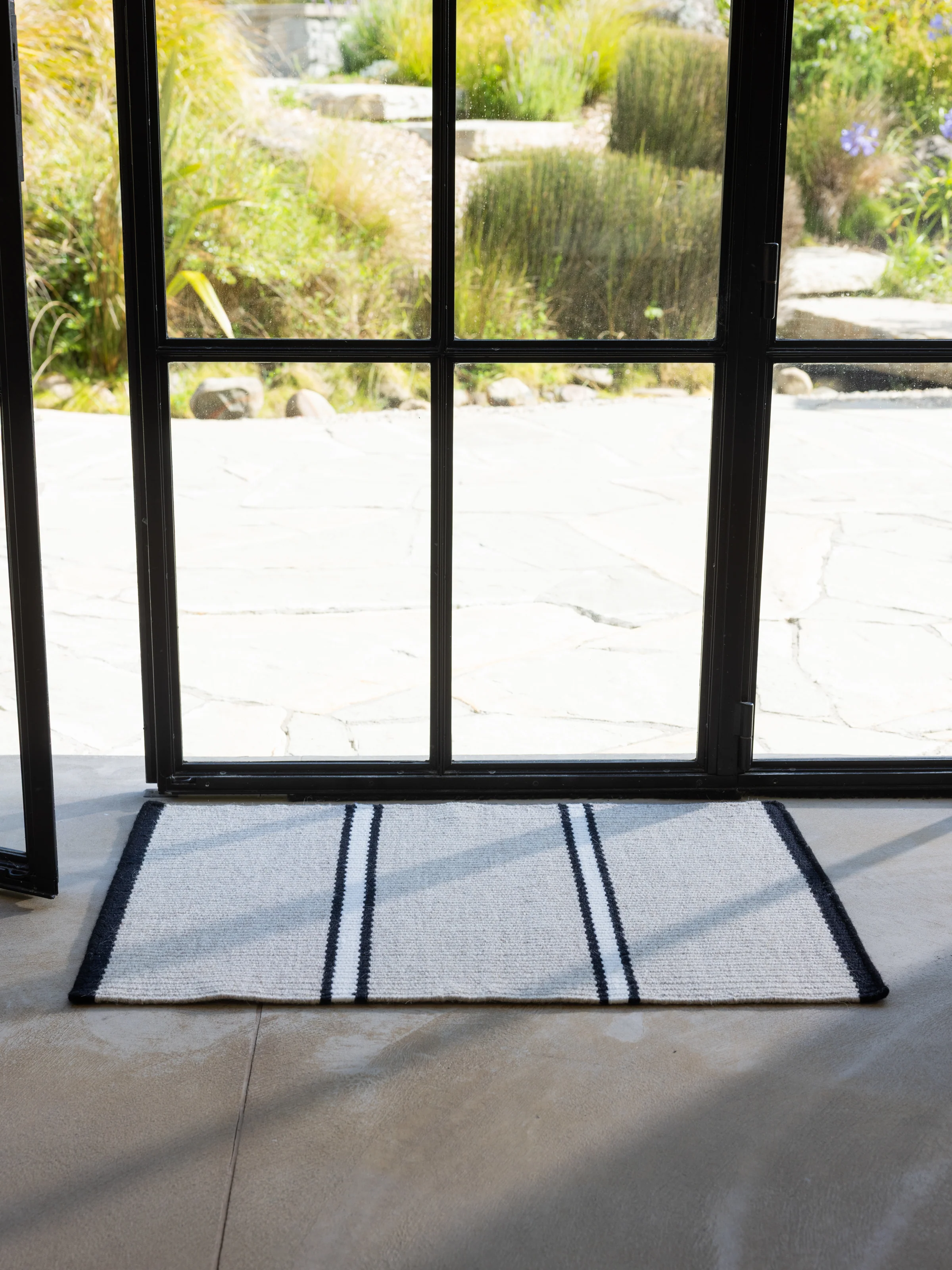 Patio Door Mat in Black Stripe - Image 2