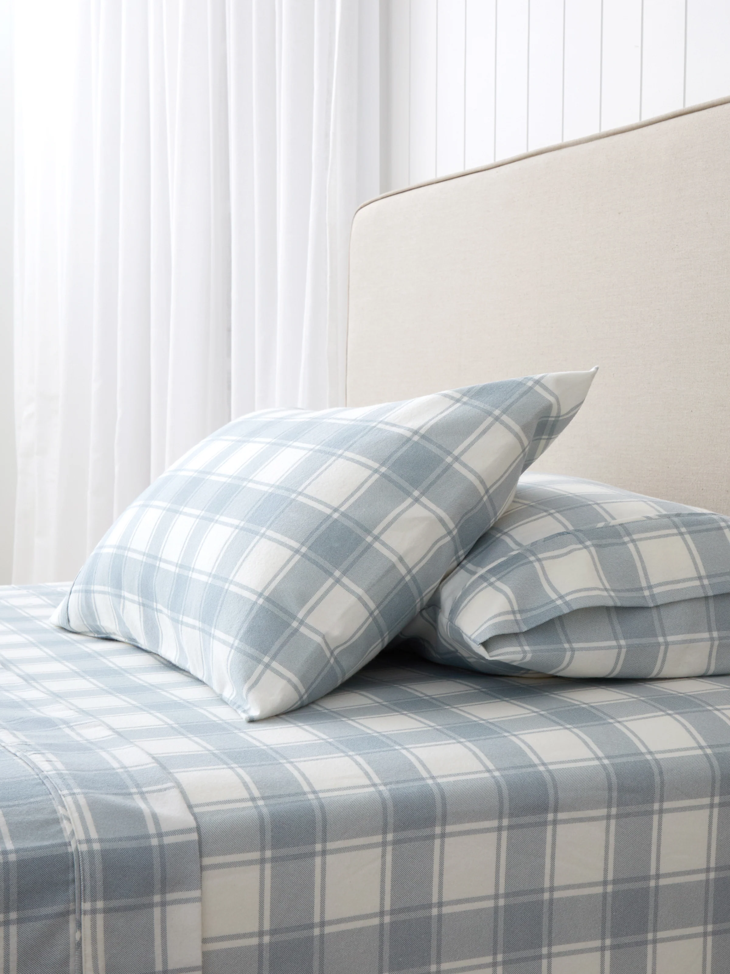 Pinnacle Flannel Sheet Set in Blue Check