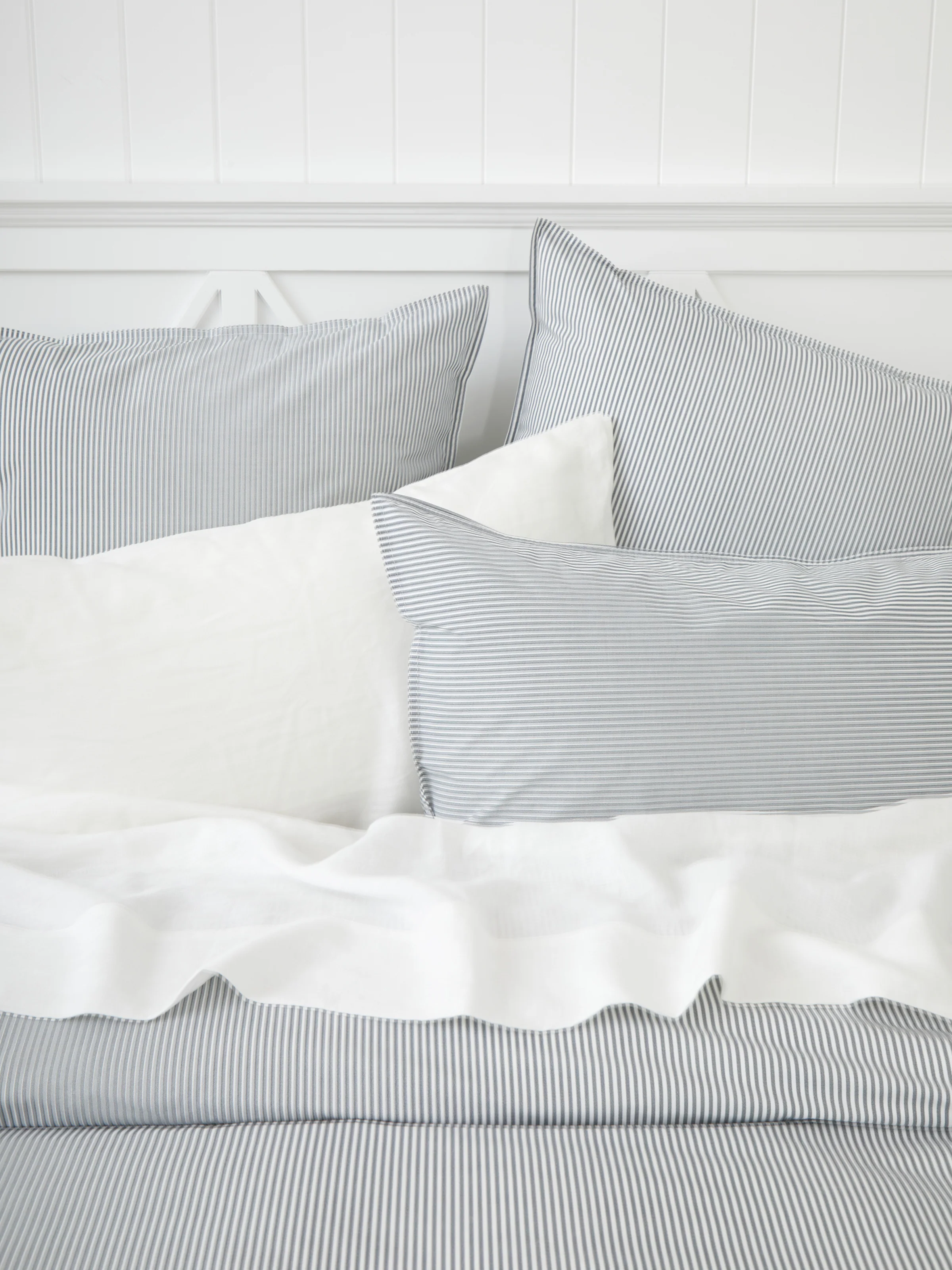 Purity Organic Cotton Duvet Cover Set in Charcoal Stripe - Image 2