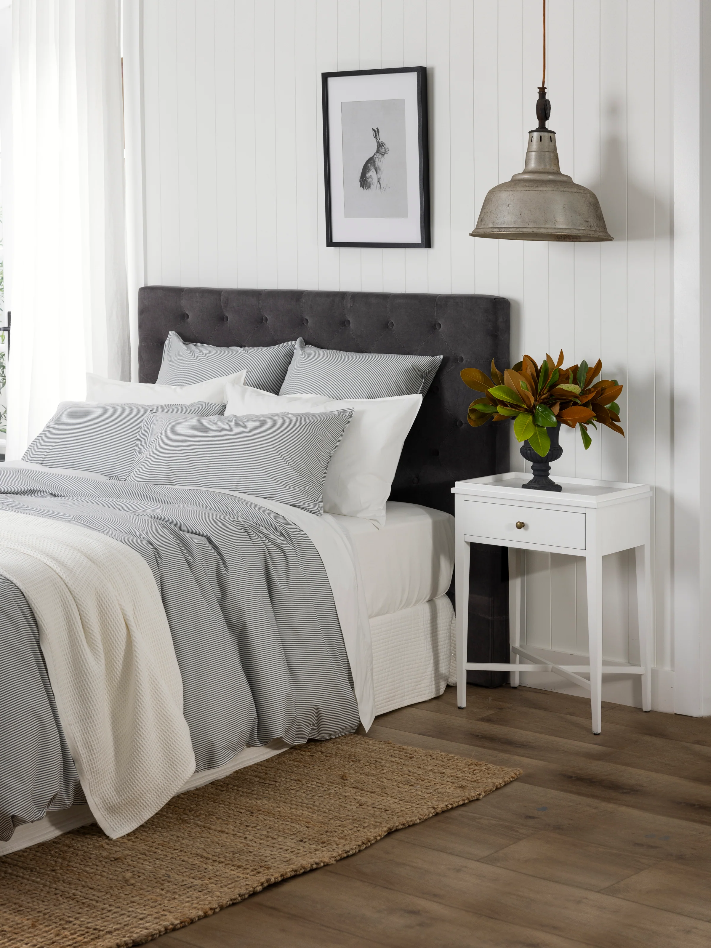 Purity Organic Cotton Duvet Cover Set in Charcoal Stripe - Image 5