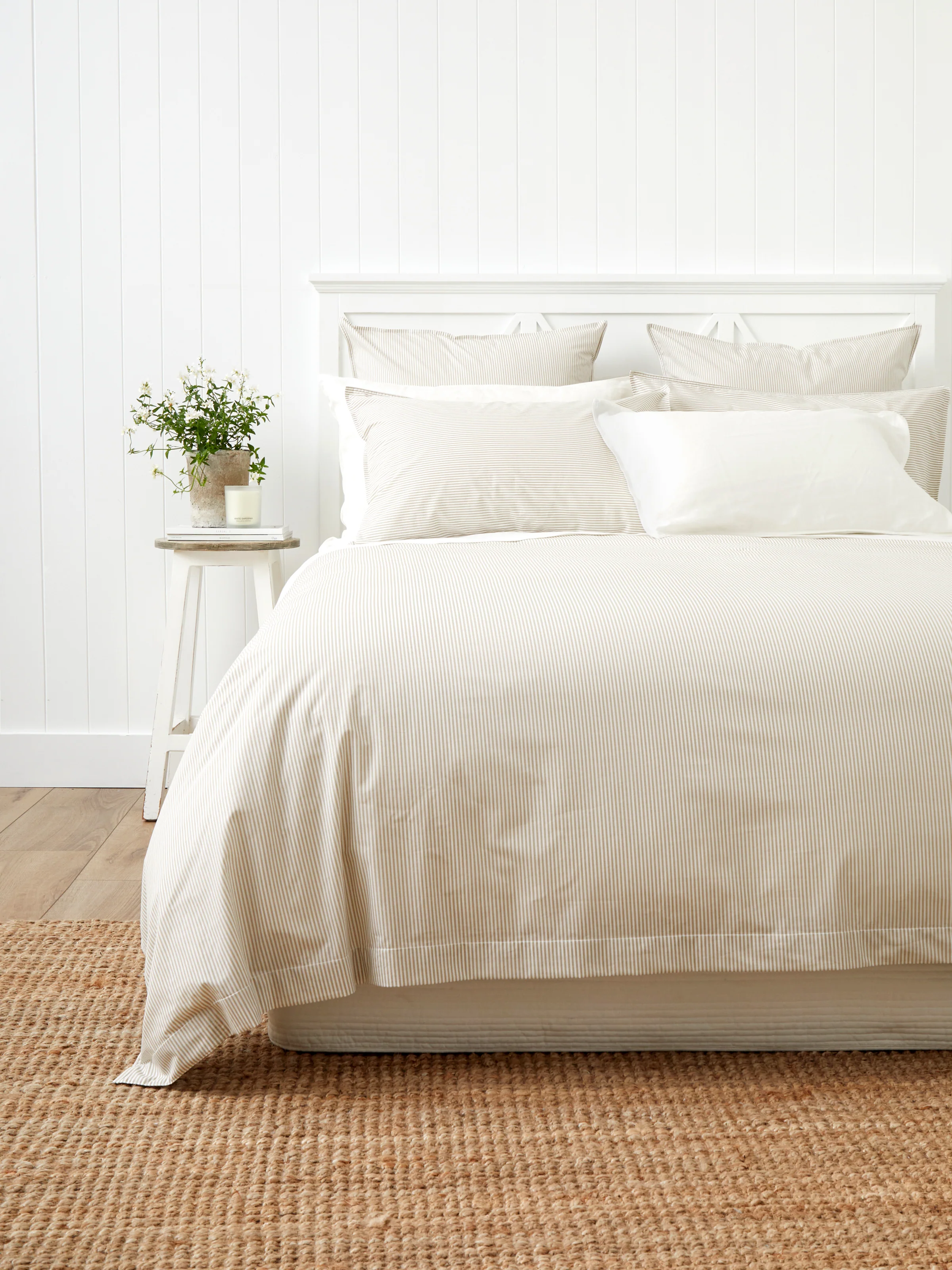 Purity Organic Cotton Duvet Cover Set in Natural Stripe