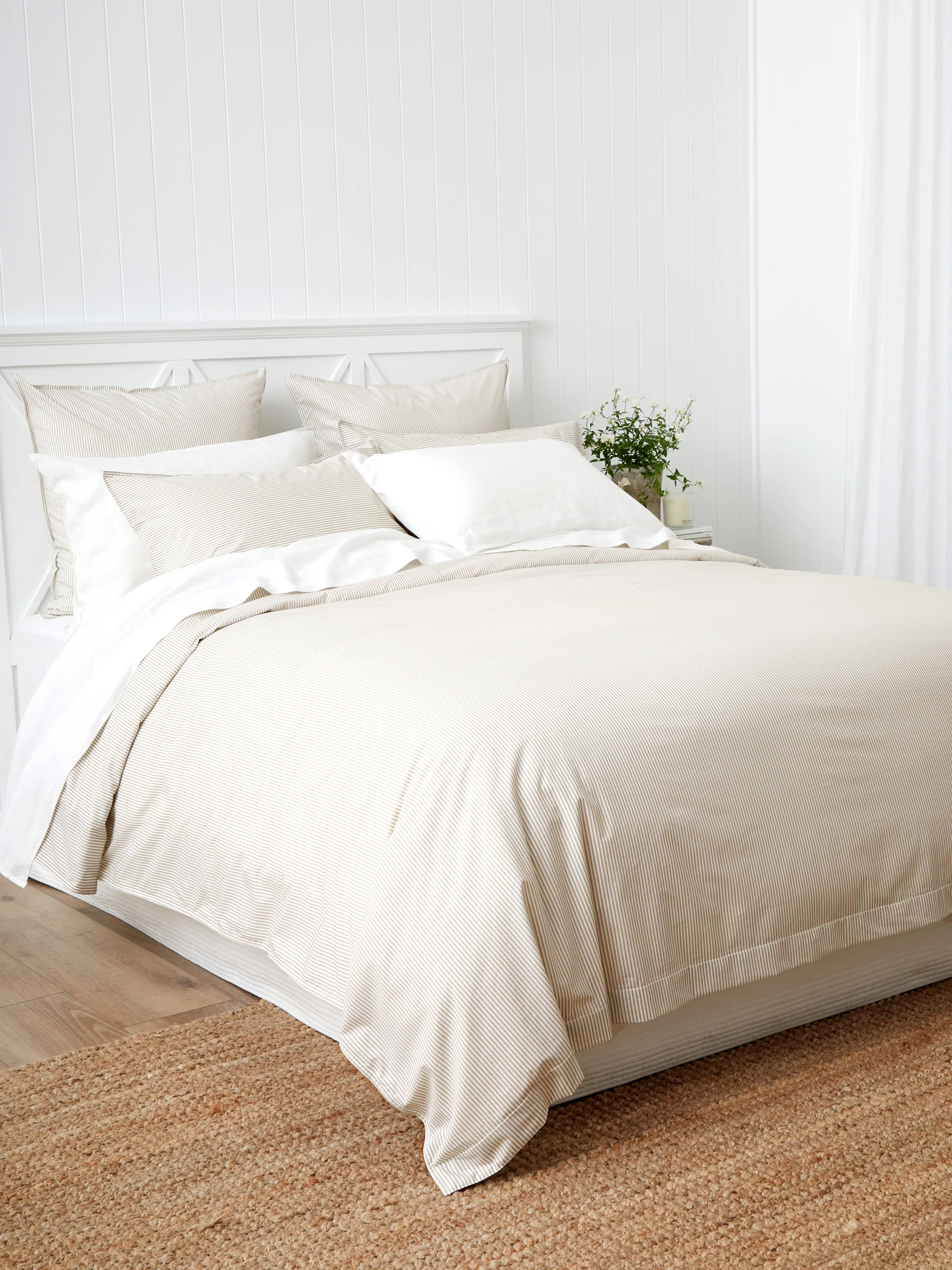 Purity Organic Cotton Duvet Cover Set in Natural Stripe - Image 3