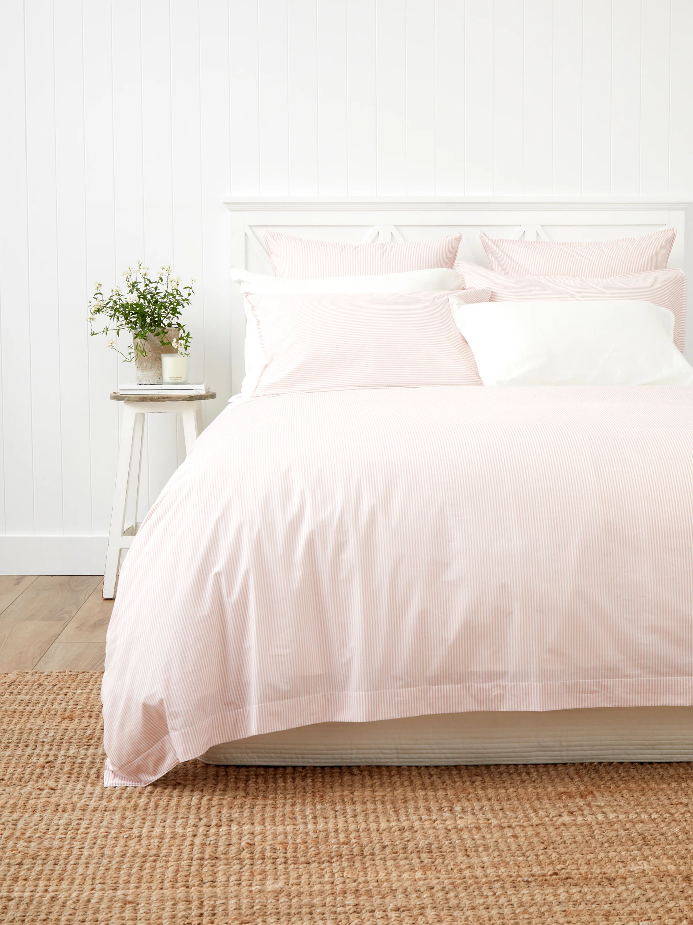 Purity Organic Cotton Duvet Cover Set in Pink Stripe