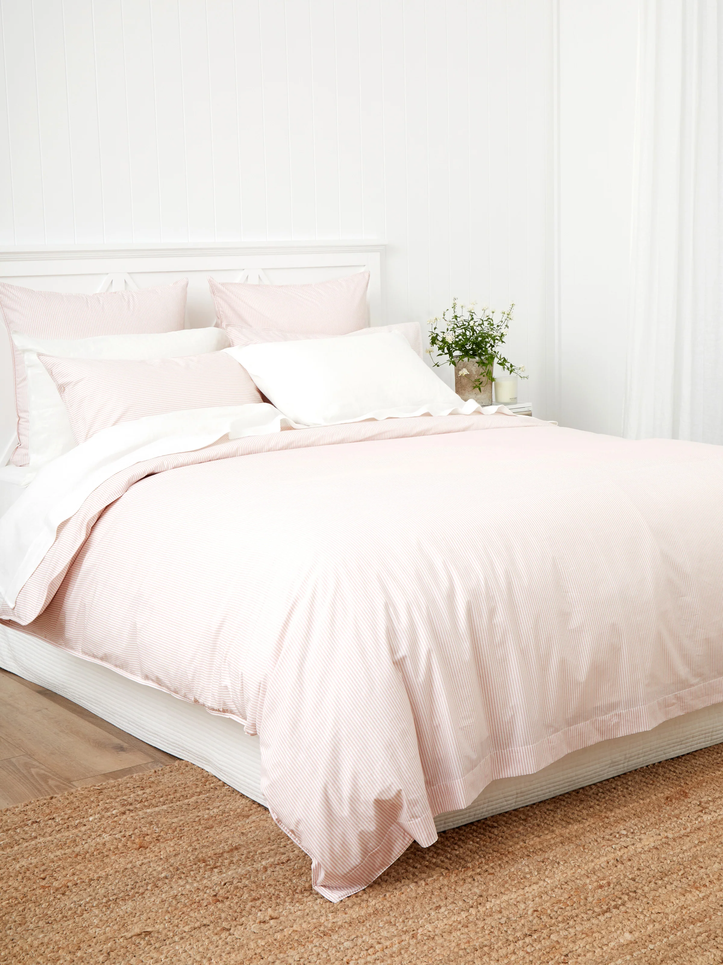 Purity Organic Cotton Duvet Cover Set in Pink Stripe - Image 3
