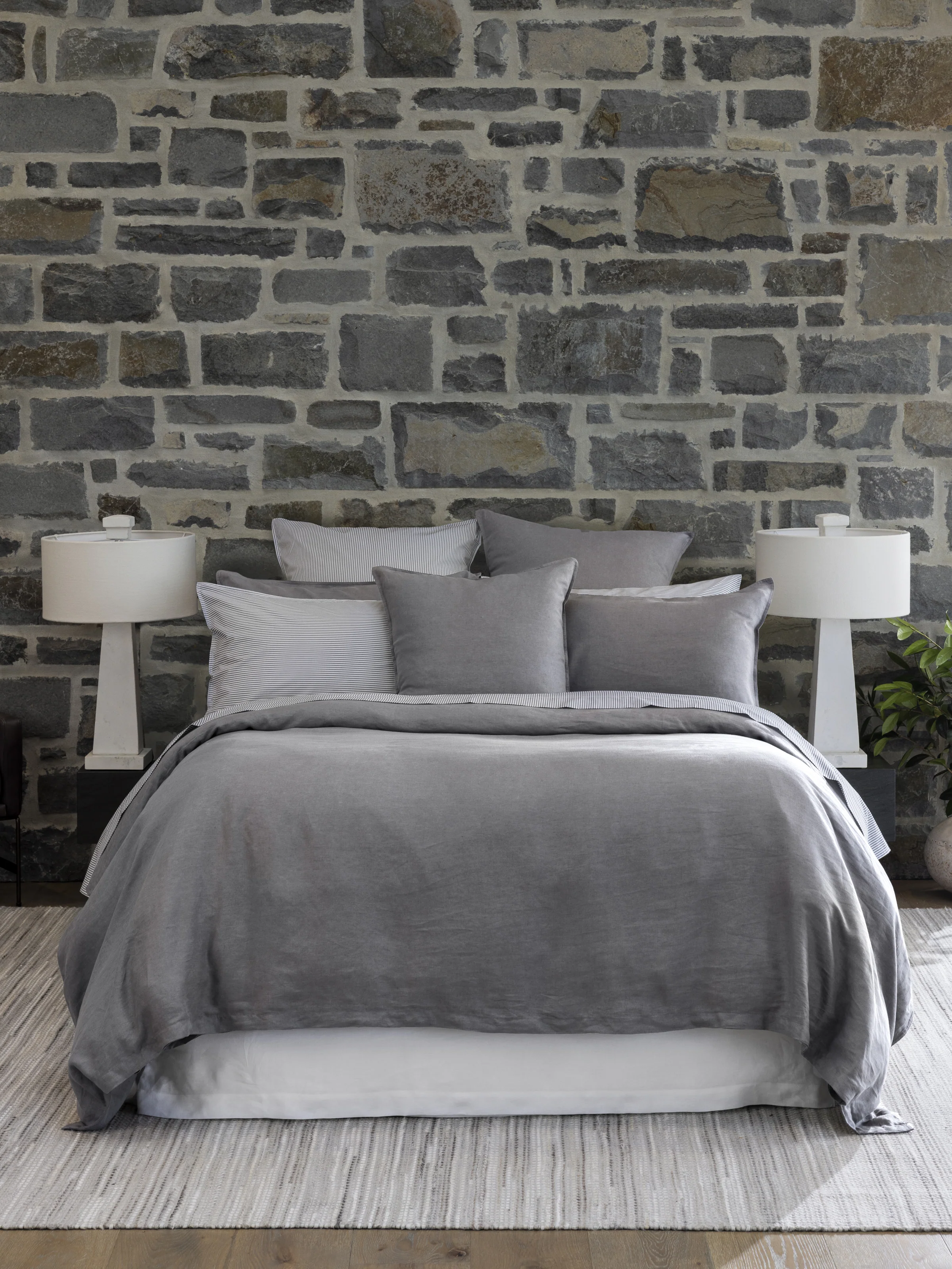 Purity Organic Cotton European Pillowcase in Charcoal Stripe - Image 4