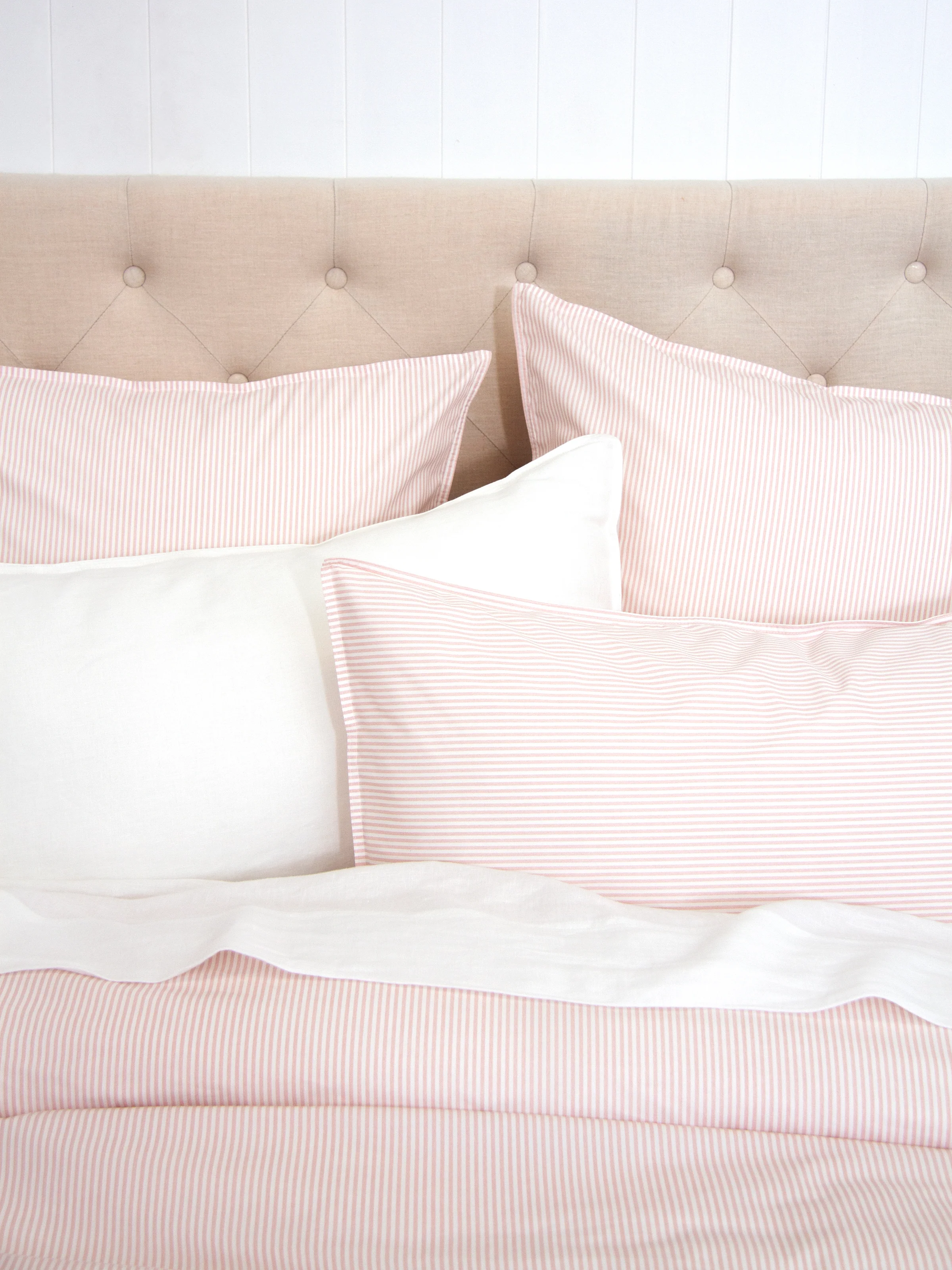 Purity Organic Cotton European Pillowcase in Pink Stripe - Image 2