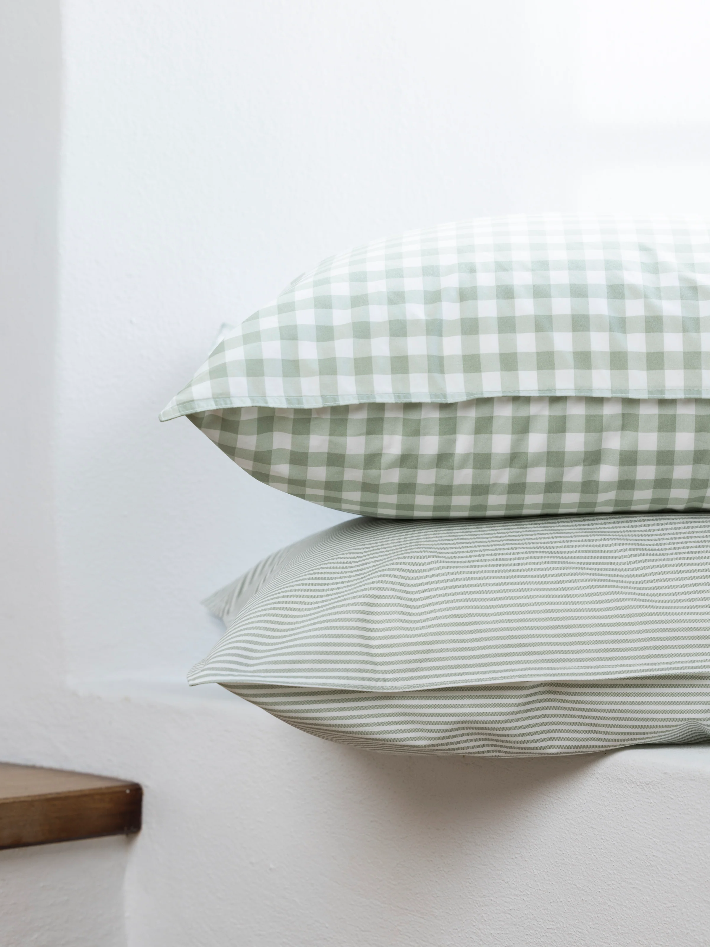 Purity Organic Cotton Gingham European Pillowcase in Green - Image 2