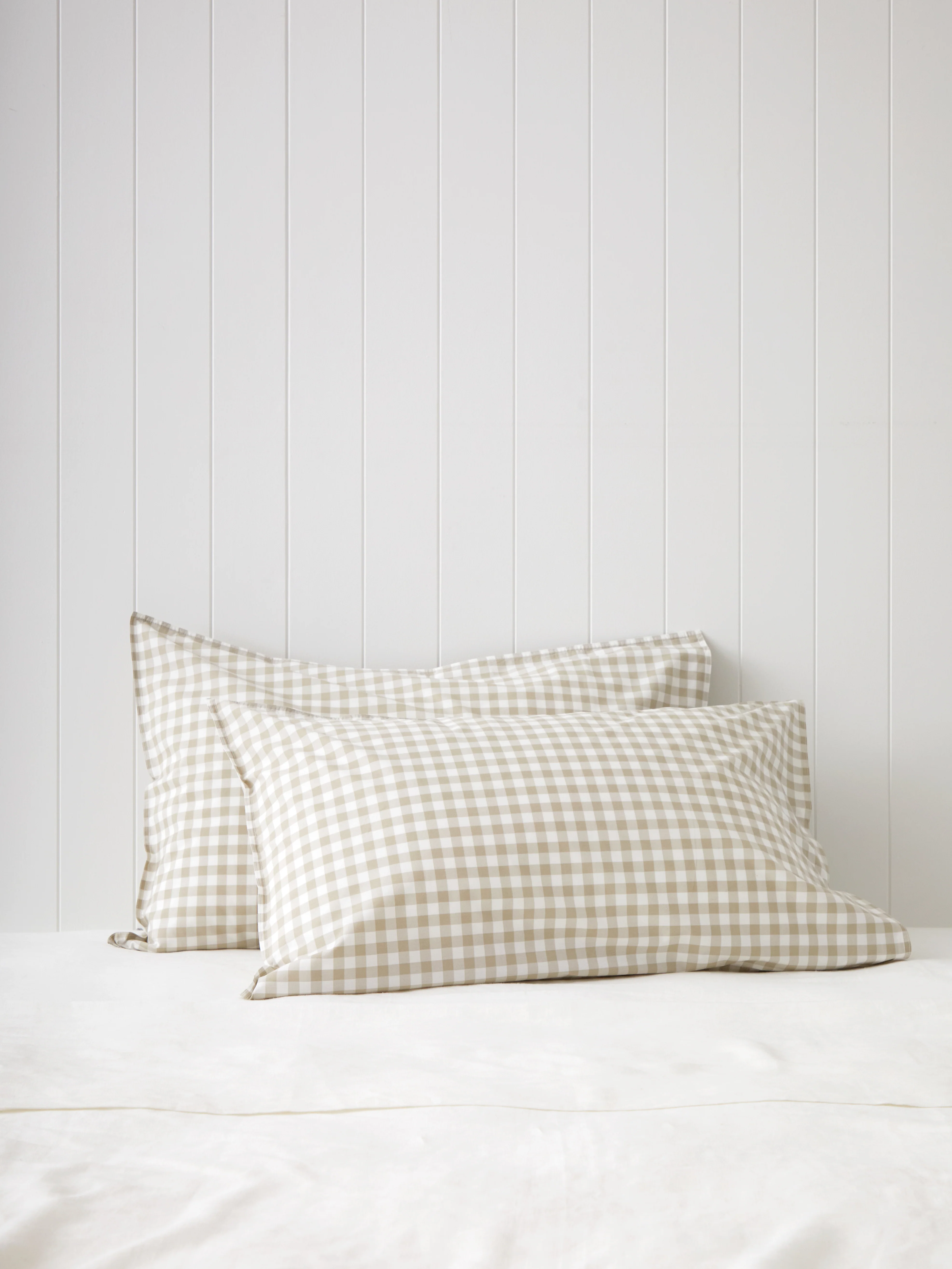Purity Organic Cotton Gingham Standard Pillowcase Set in Natural