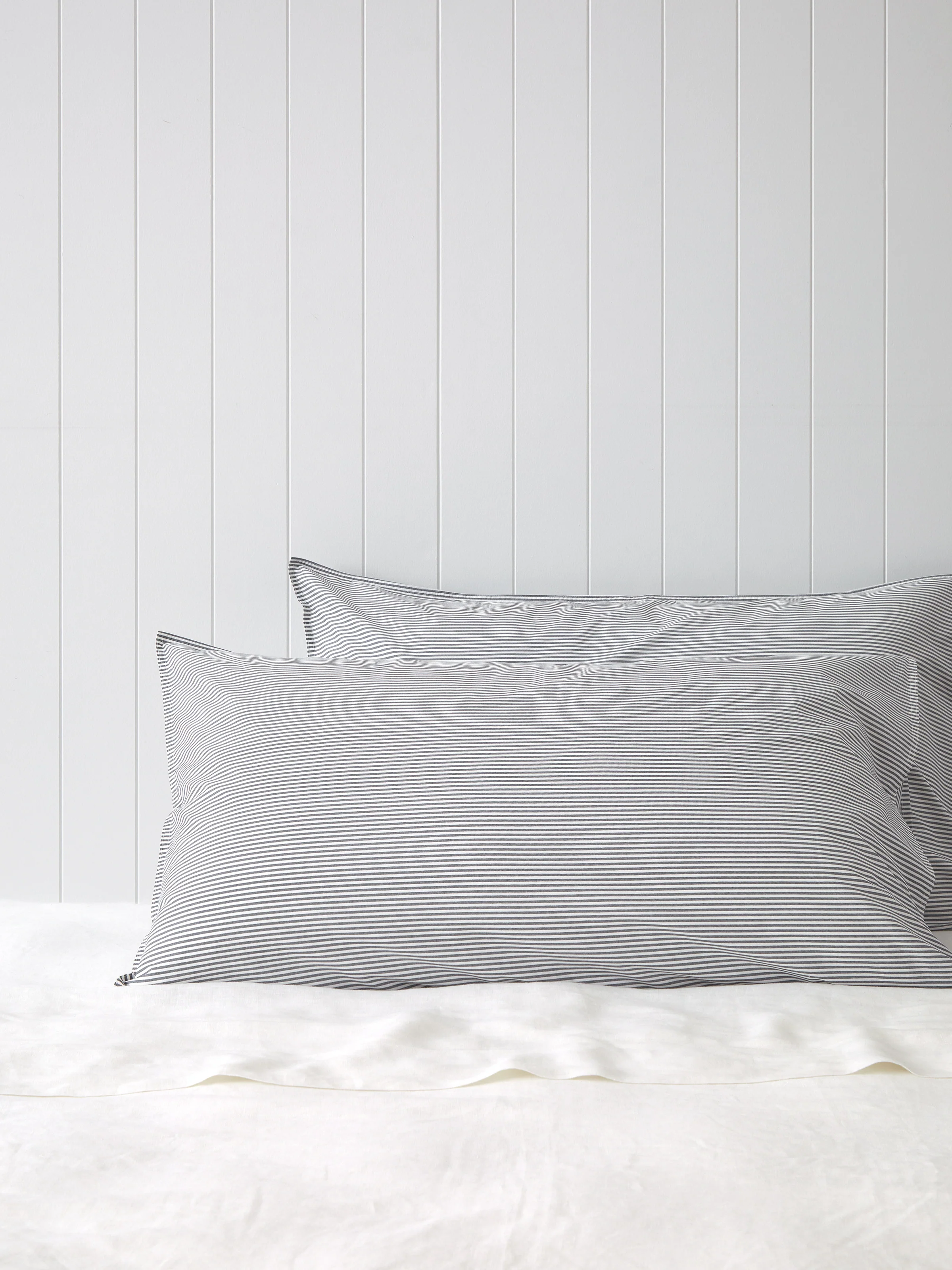 Purity Organic Cotton Lodge Pillowcase Set in Charcoal Stripe