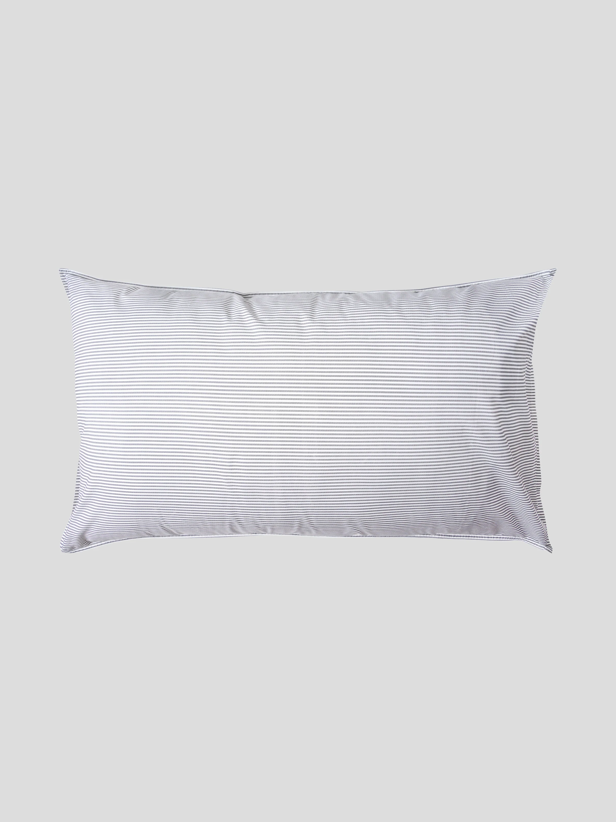 Purity Organic Cotton Lodge Pillowcase Set in Charcoal Stripe - Image 2