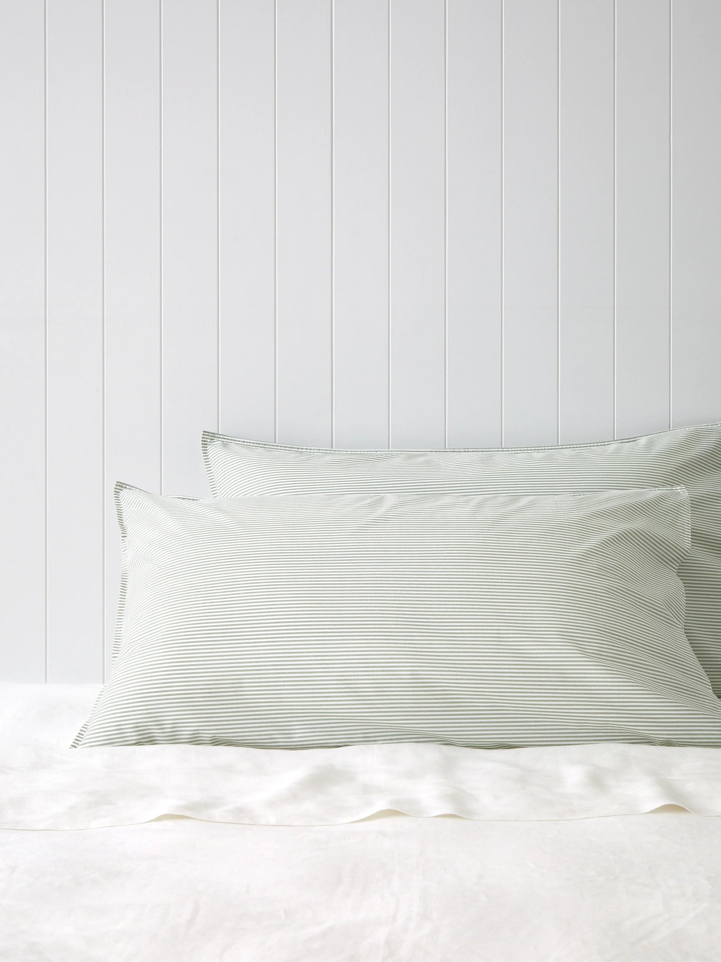 Purity Organic Cotton Lodge Pillowcase Set in Green Stripe