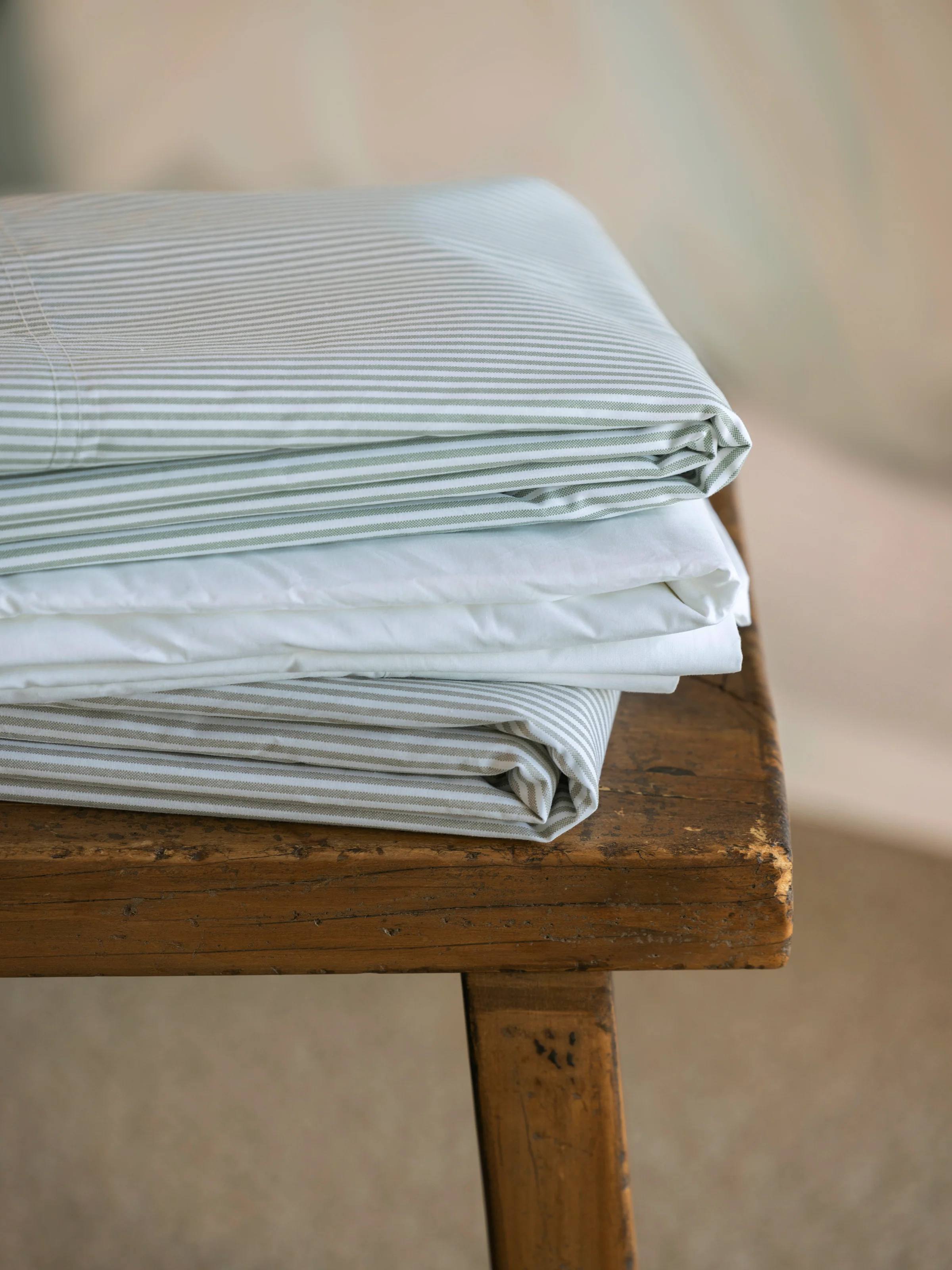 Purity Organic Cotton Sheet Set in Green Stripe - Image 3