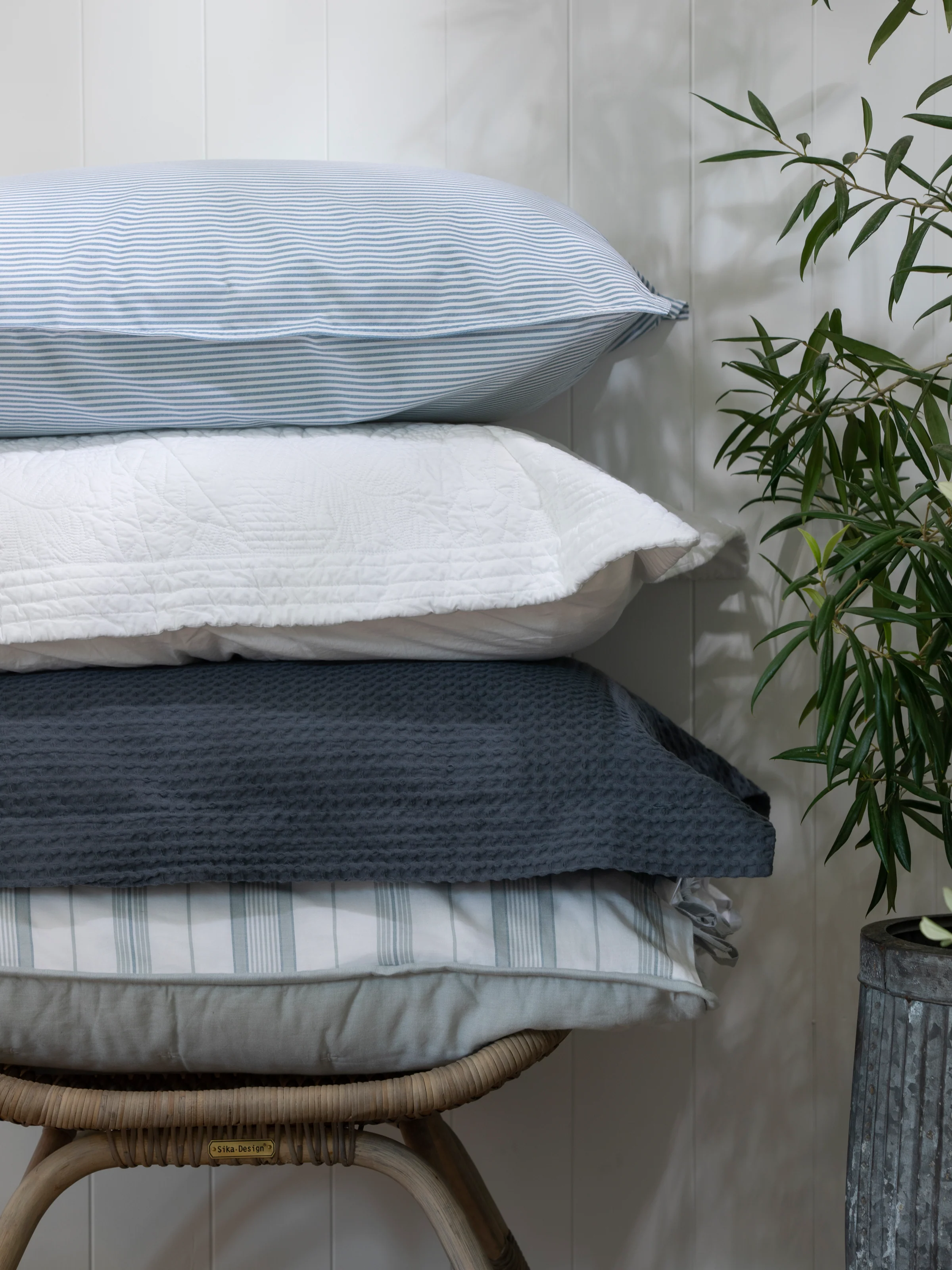Purity Organic Cotton Standard Pillowcase Set in Blue Stripe - Image 3