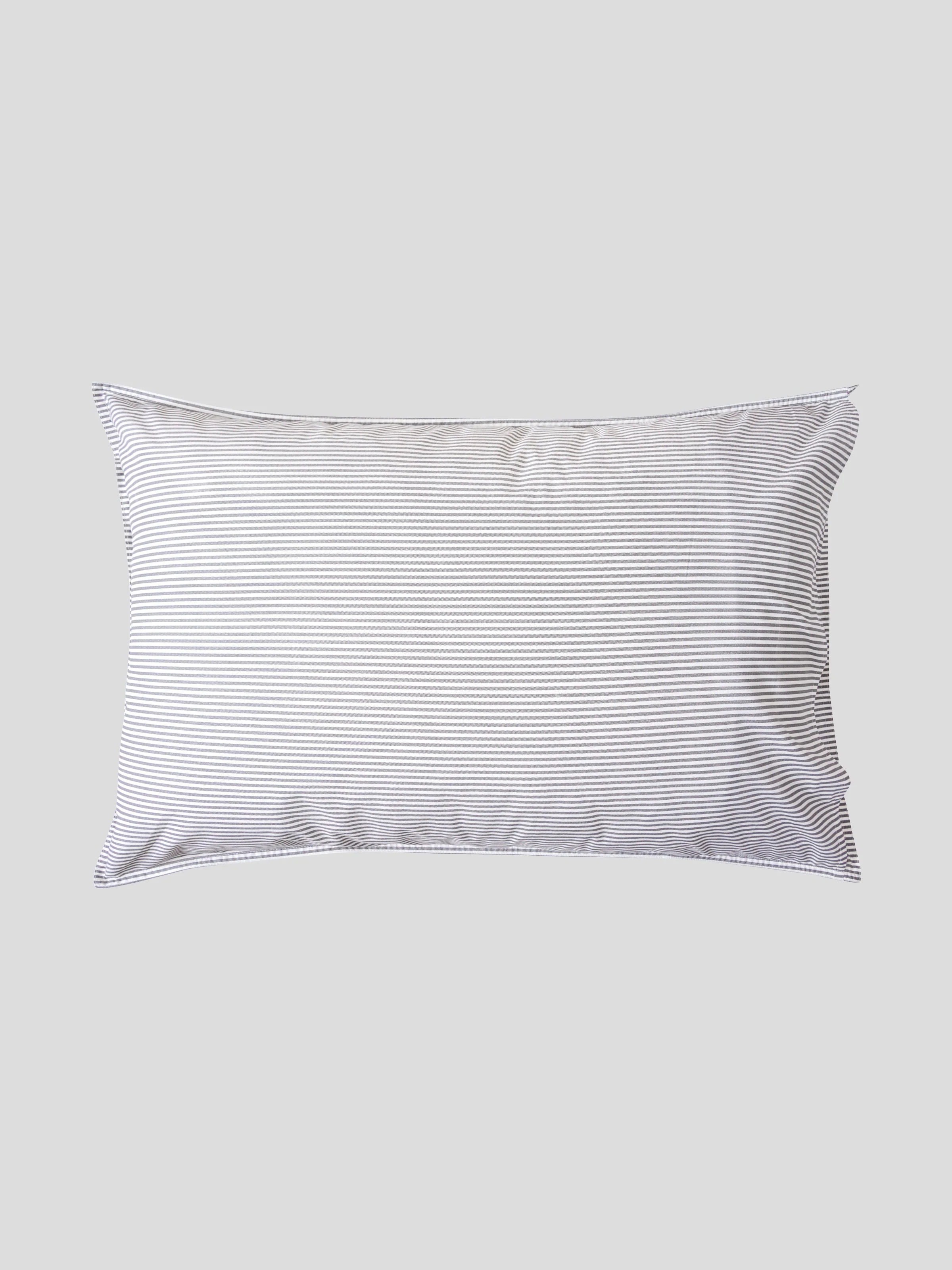 Purity Organic Cotton Standard Pillowcase Set in Charcoal Stripe - Image 4