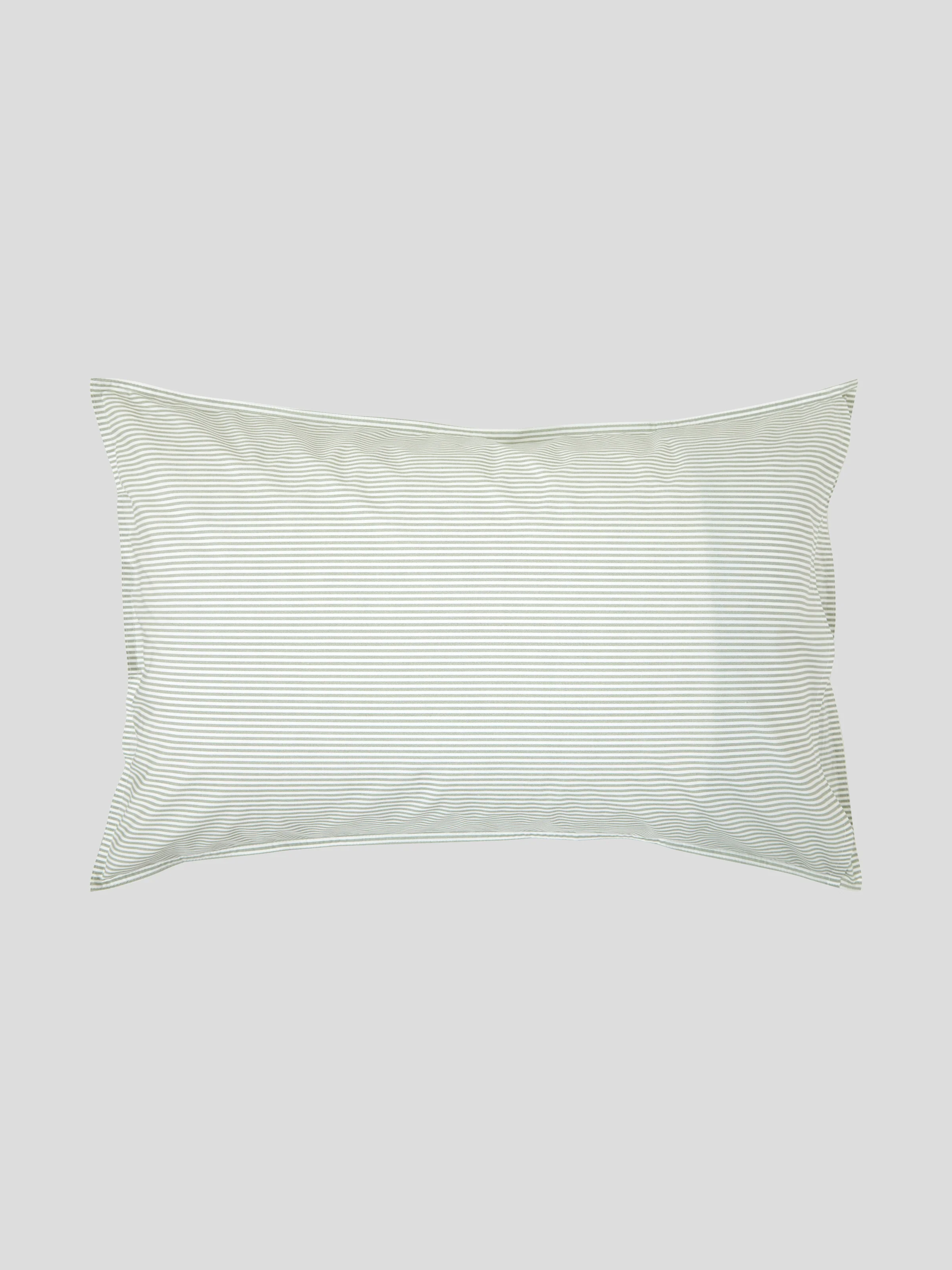 Purity Organic Cotton Standard Pillowcase Set in Green Stripe - Image 3