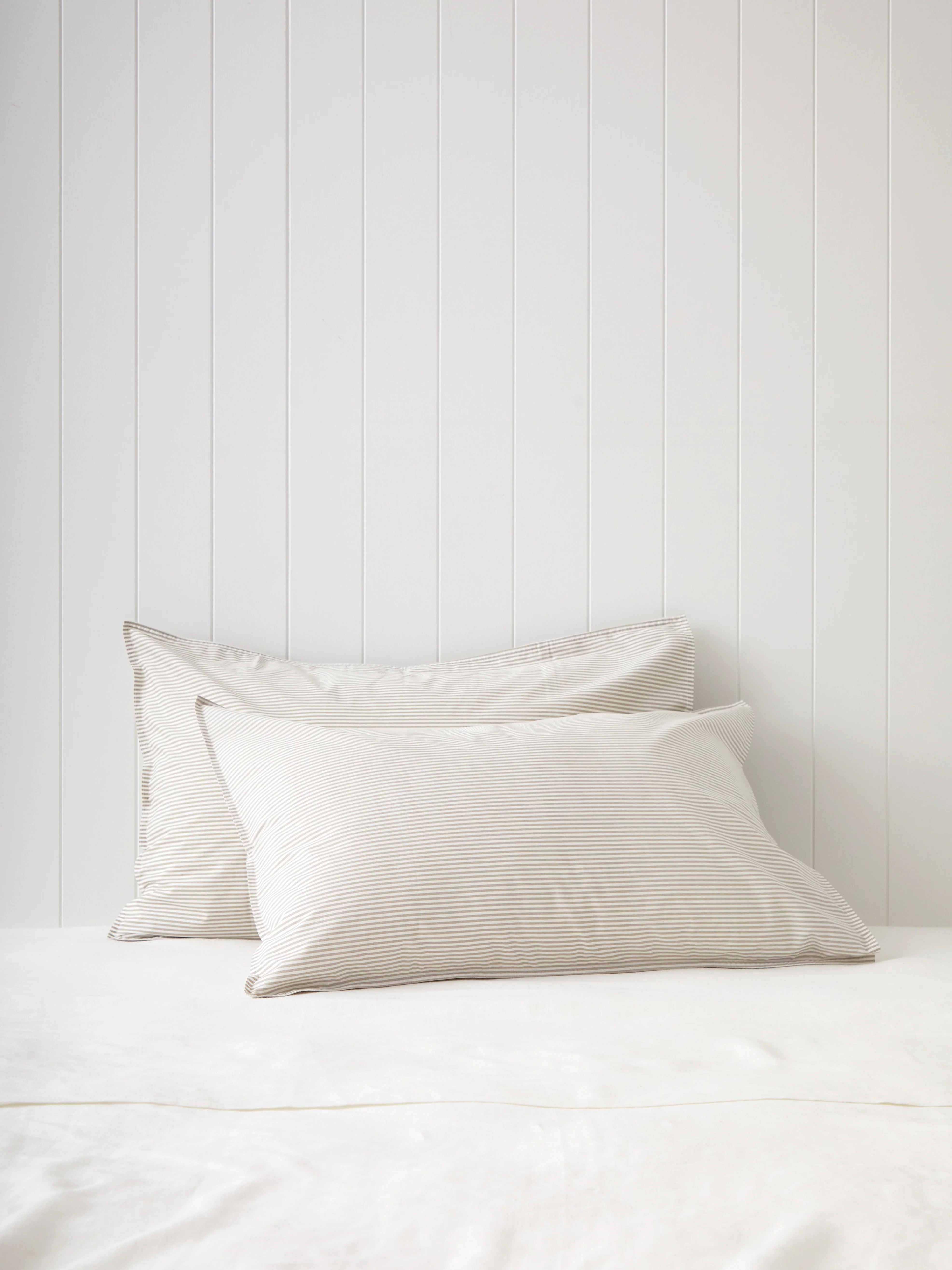 Purity Organic Cotton Standard Pillowcase Set in Natural Stripe