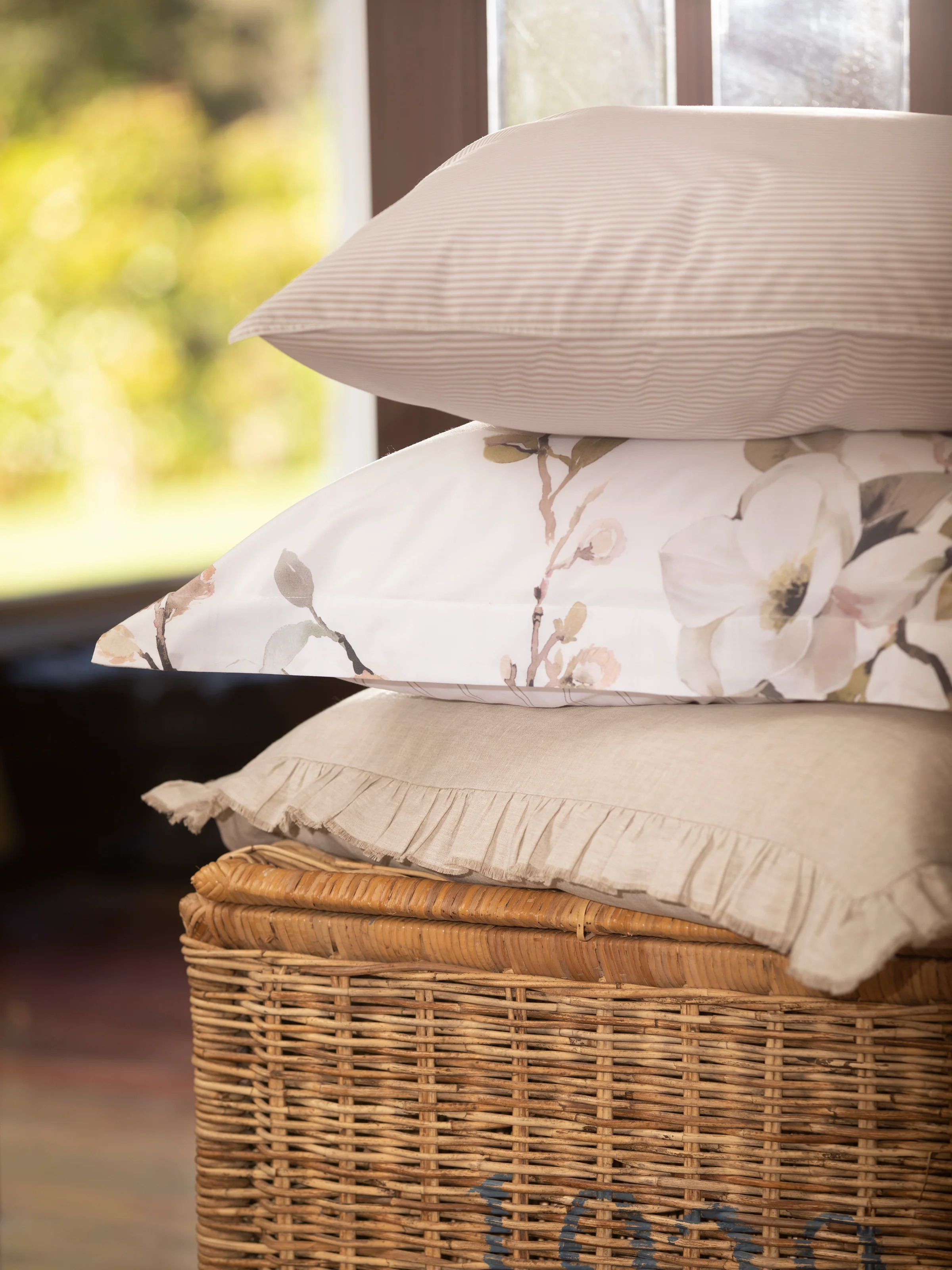 Purity Organic Cotton Standard Pillowcase Set in Natural Stripe - Image 2