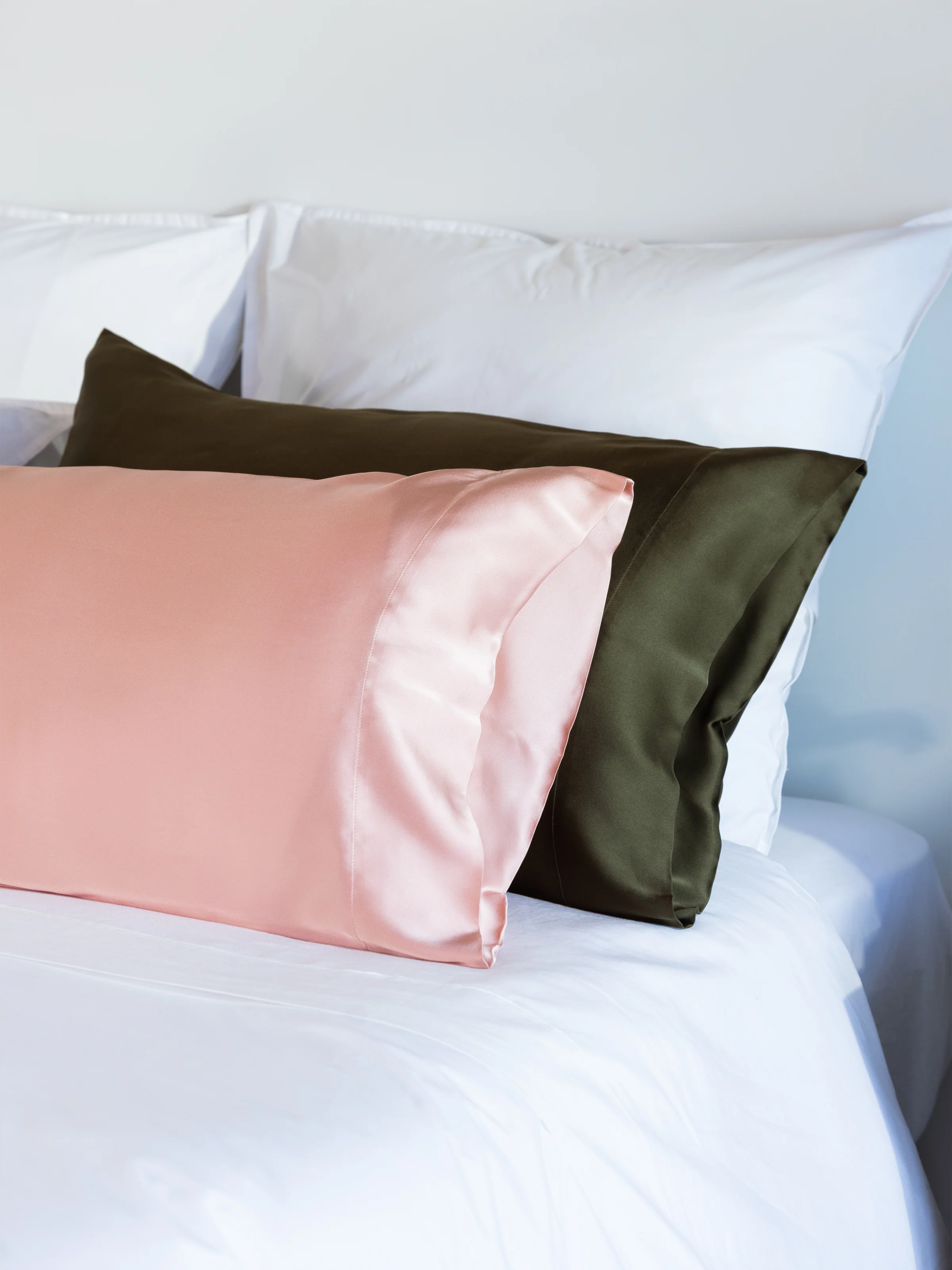 Silk Boxed Standard Pillowcase in Olive - Image 2