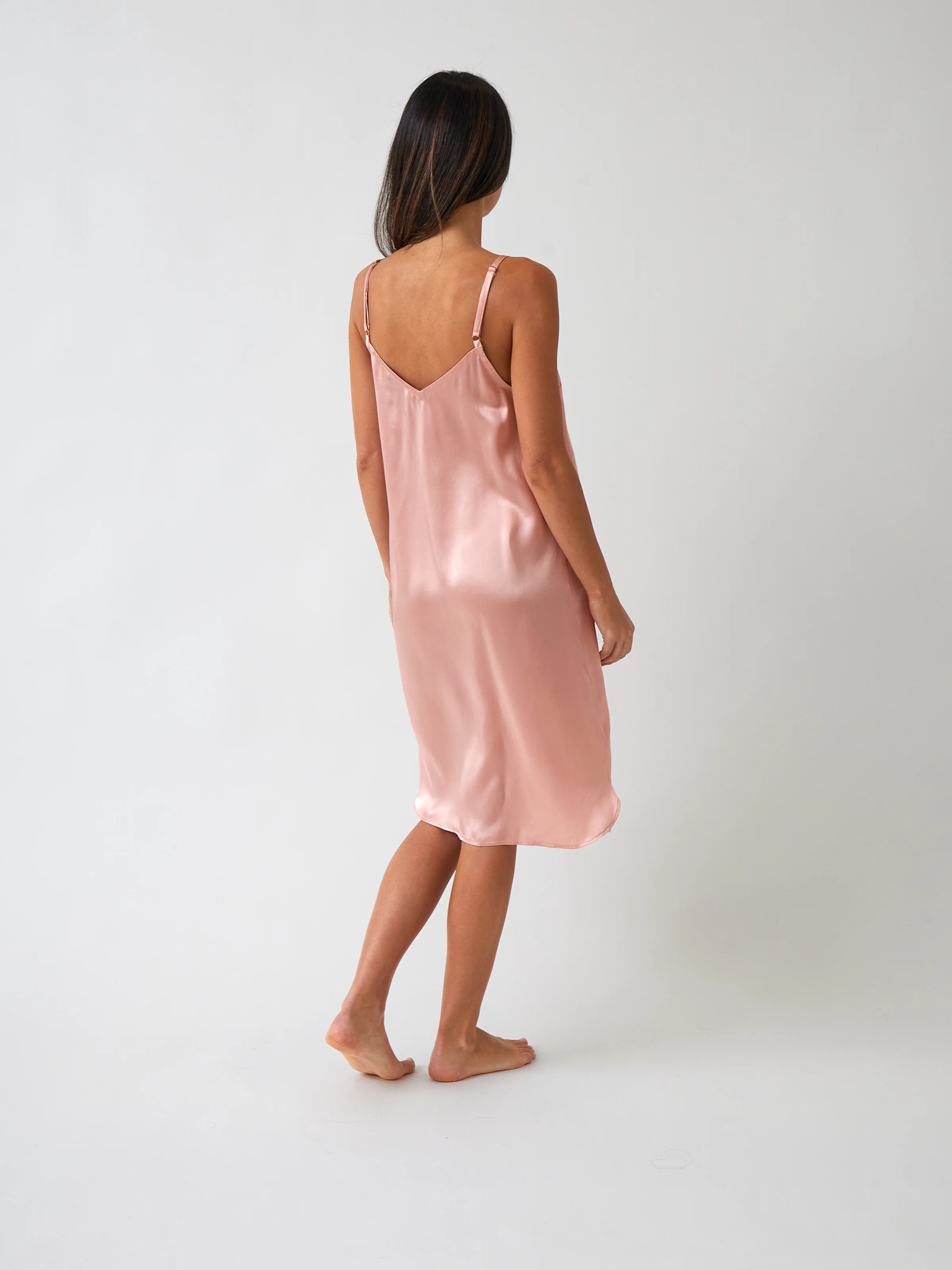 Silk Midi Nightie in Blush - Image 4