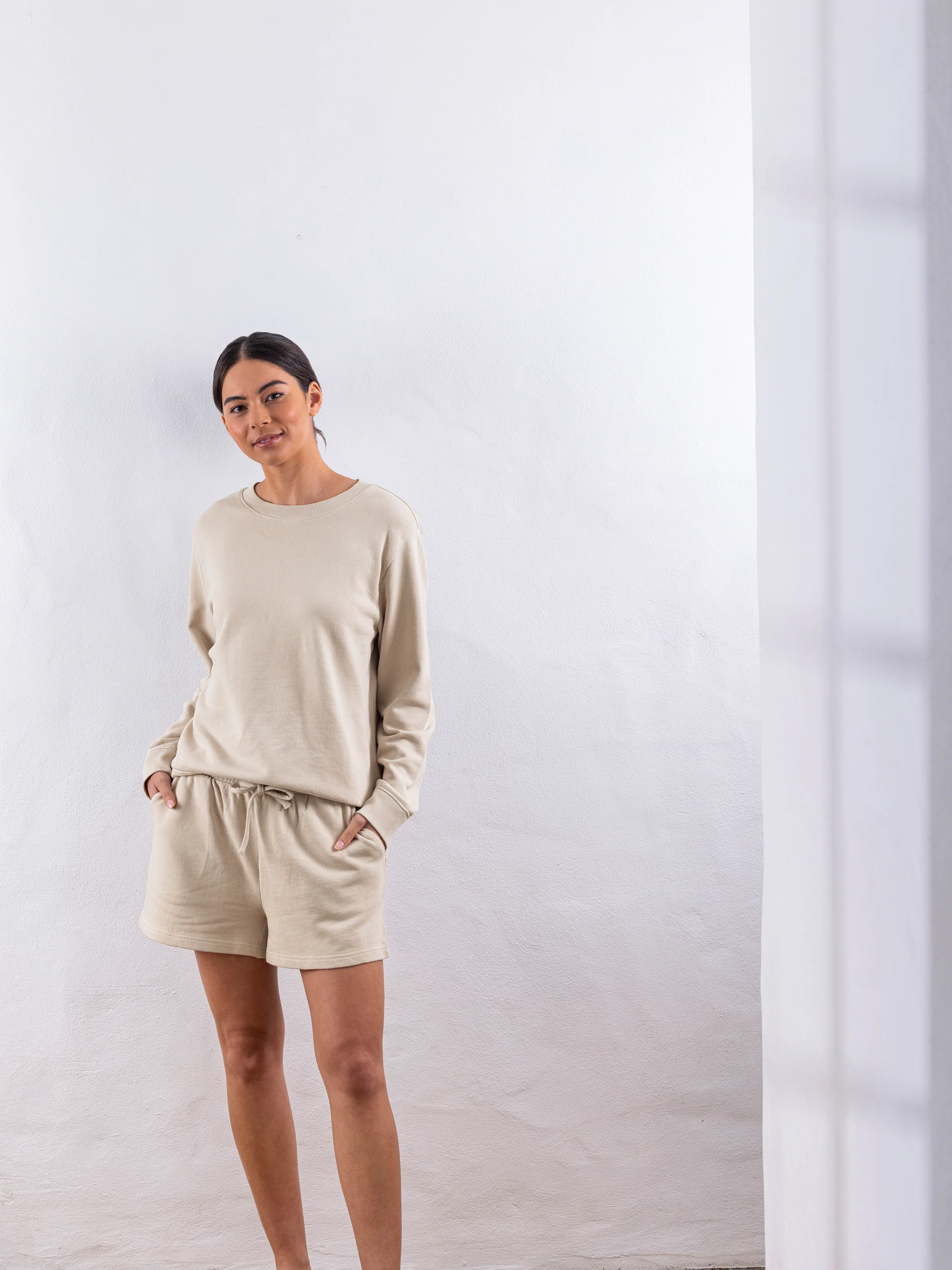 Weekend Cotton Knit Lounge Shorts in Oat - Image 5